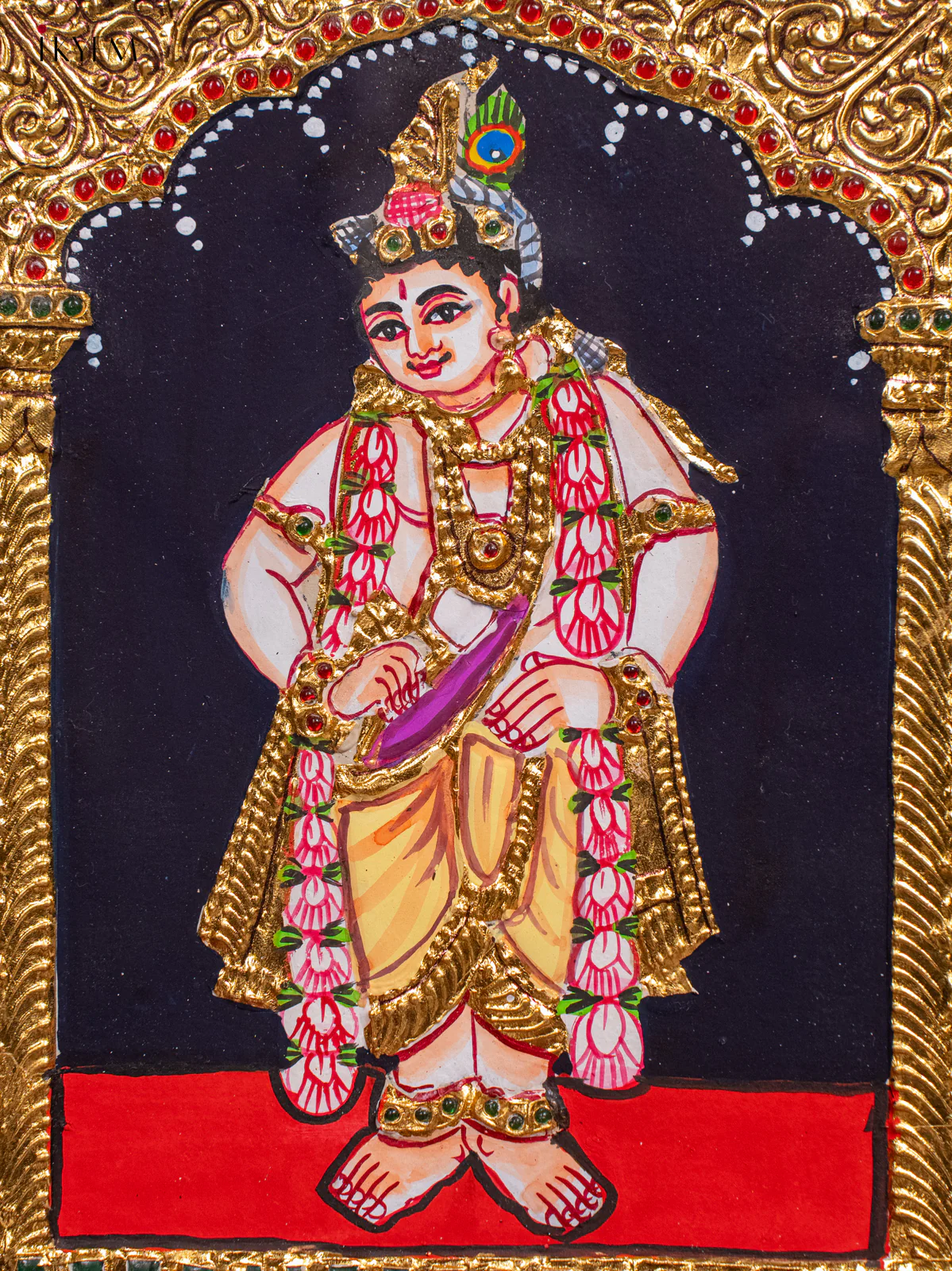 Vibrant Bal Krishna Tanjore painting (13x11 Inches) - KH26151 - Image 3
