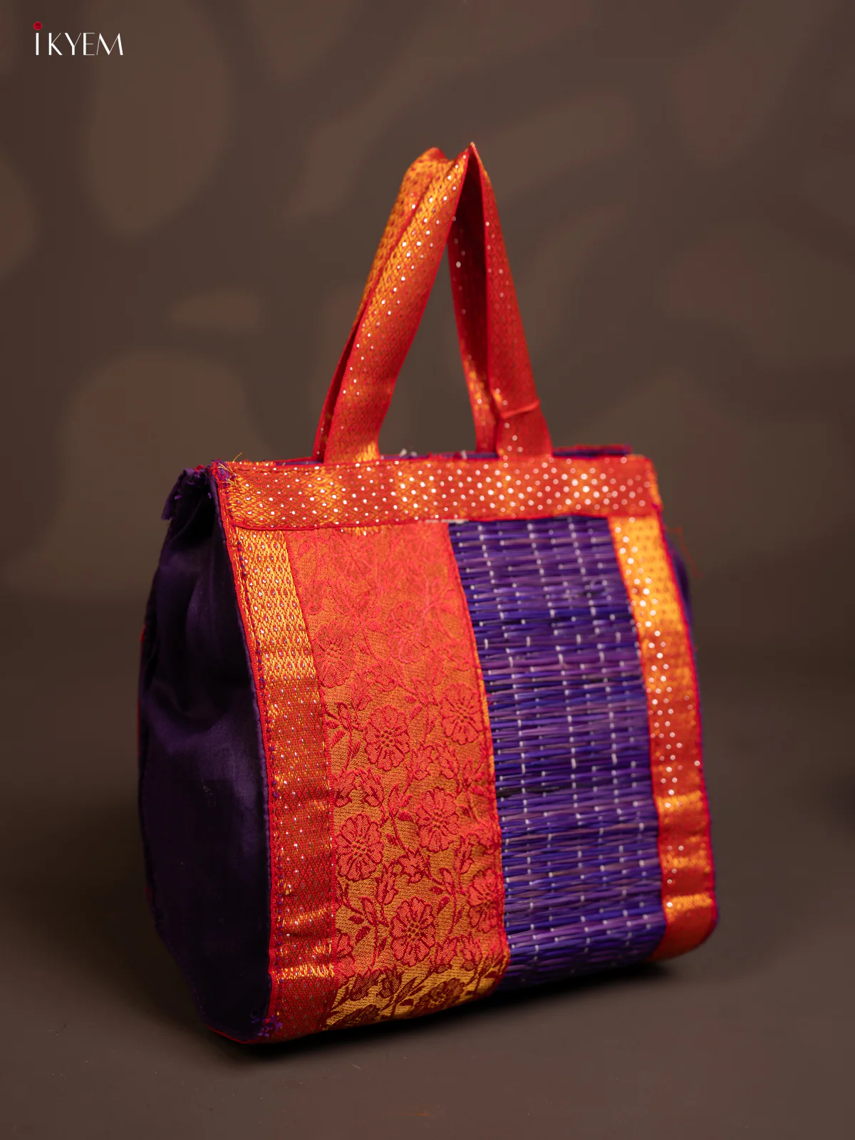 BLUE & RED Raw Silk with Korai Handbag - KE10152 - Image 2