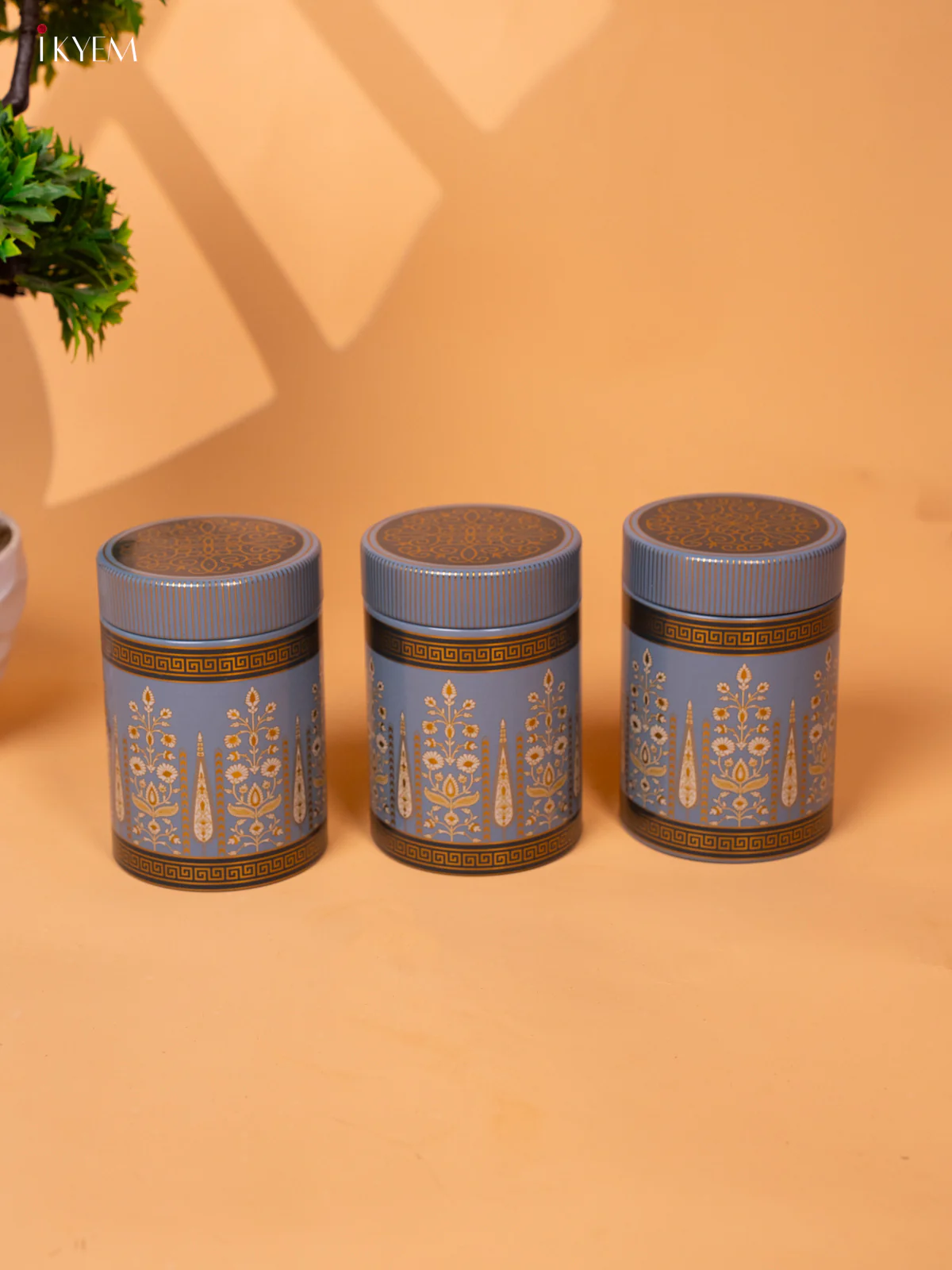 Blue Digital Printed Dry Fruit Hamper Box with 3 Small Jars - KB27132 - Image 4