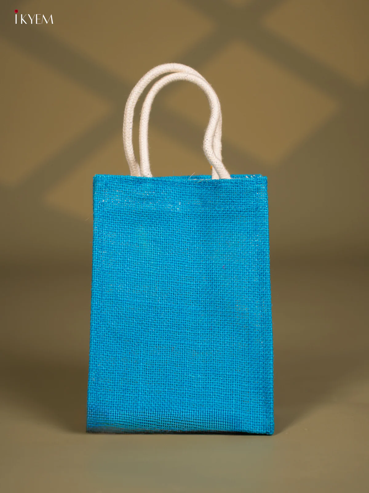 Divine Blue Jute Bags With Ganapathy Print - 8 Inch - KG08124 - Image 4