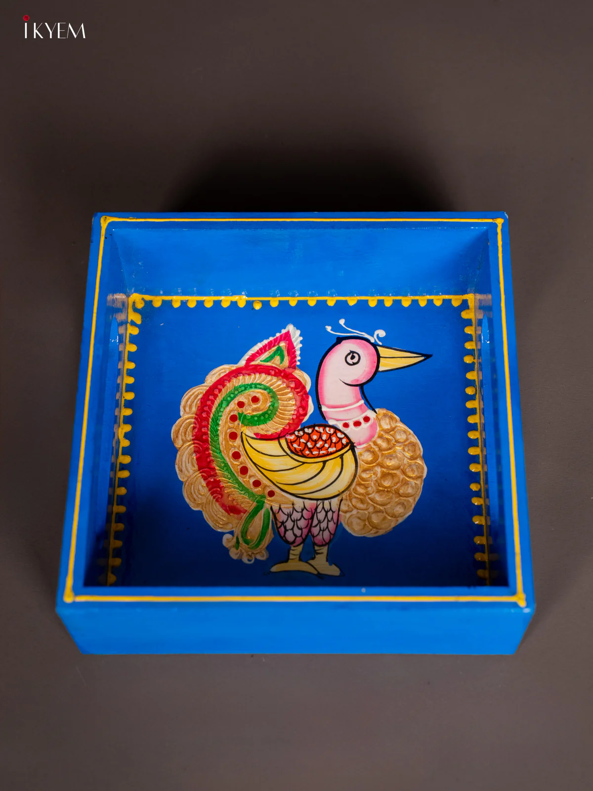 Exotic Wooden Hand painted Blue Tray With Annapakshi - KH08116