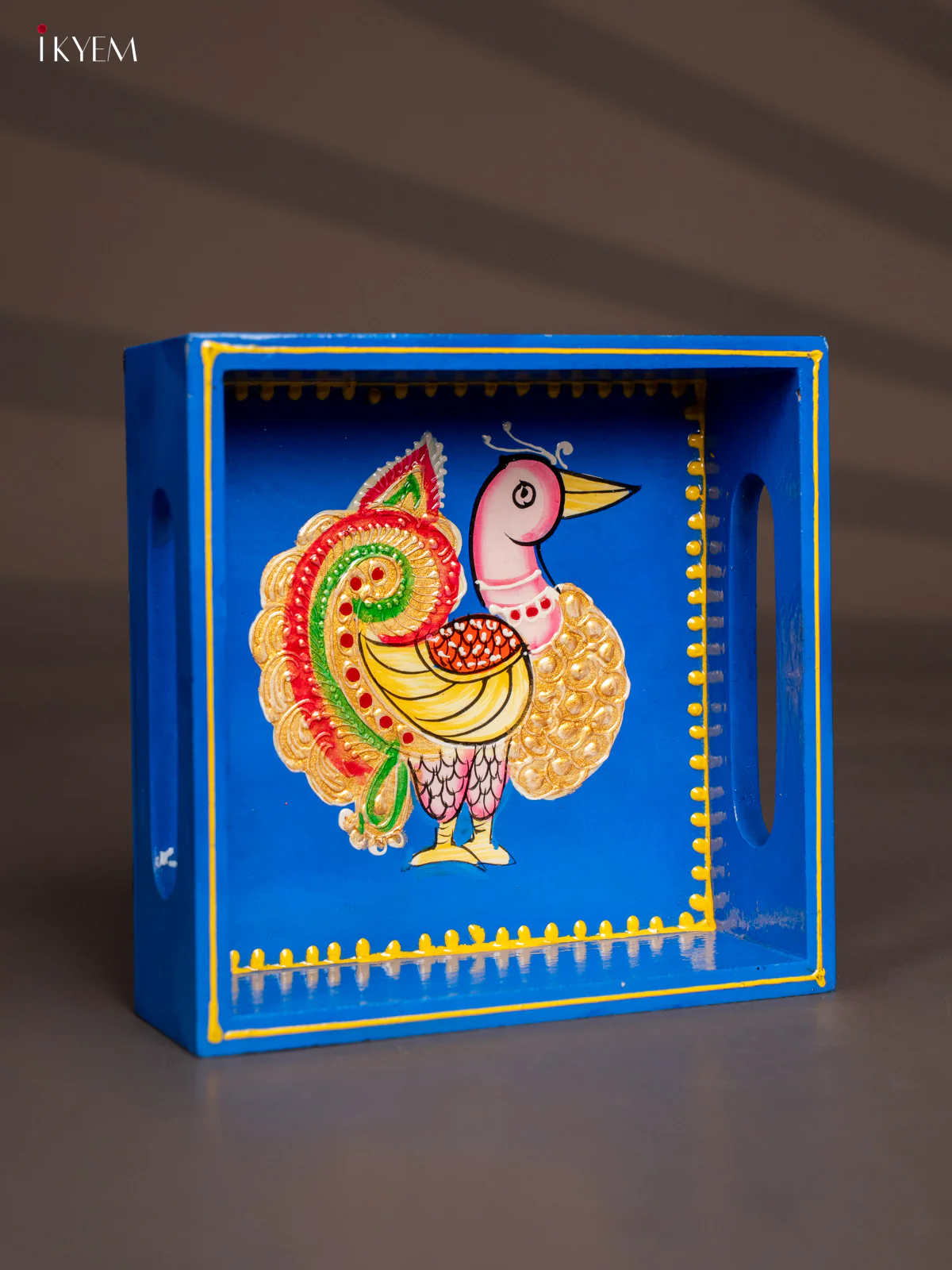 Exotic Wooden Hand painted Blue Tray With Annapakshi - KH08116 - Image 4
