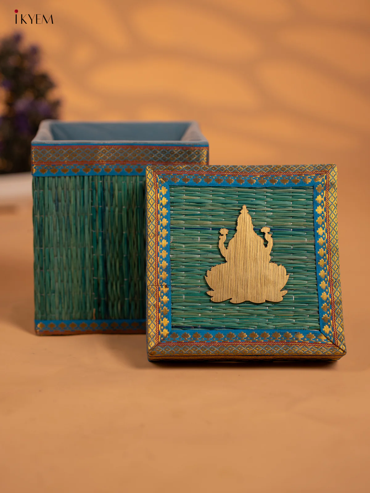 Blue Korai Gift Box with Net Potli - KB17141