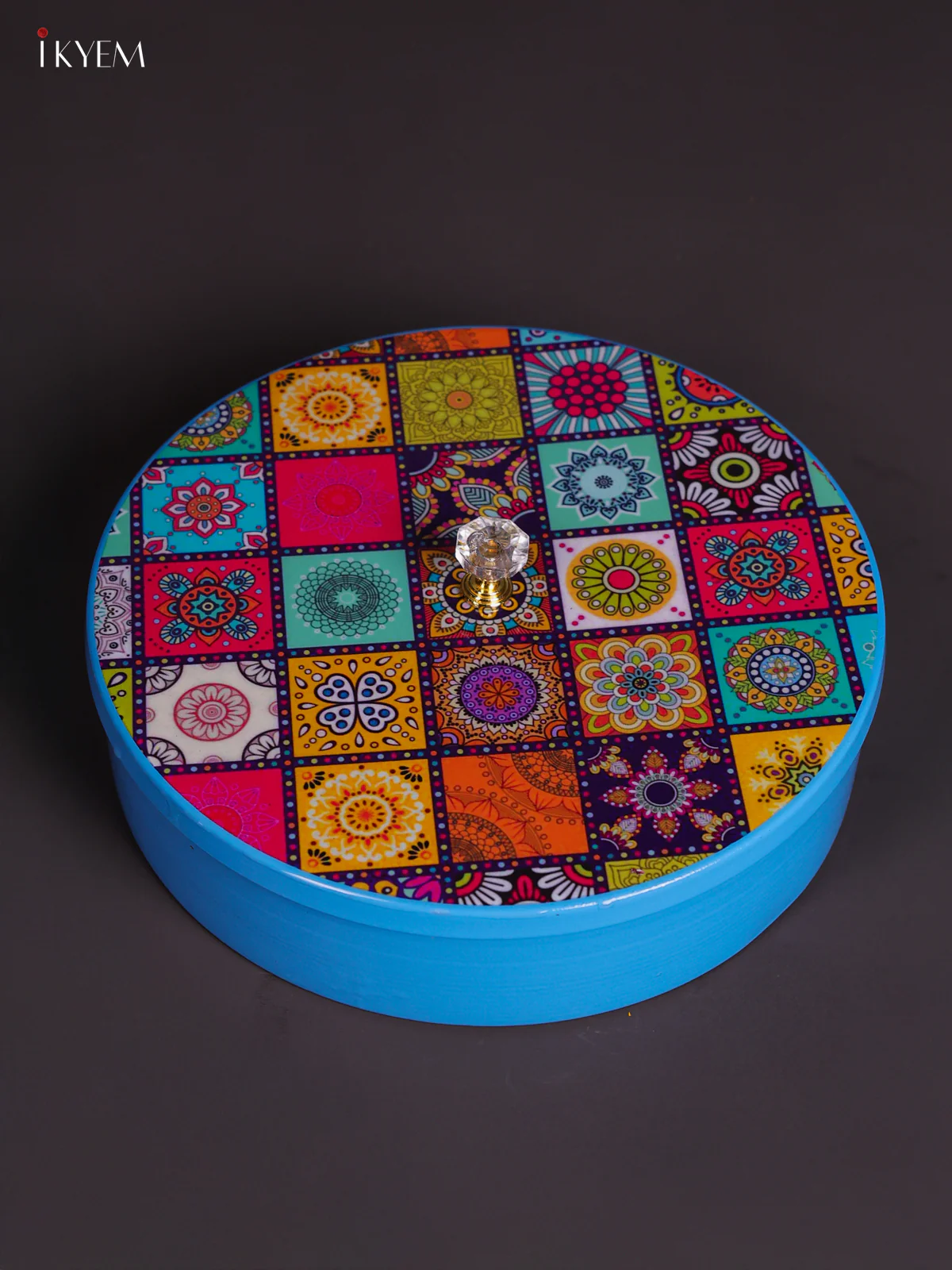Artistic Metal Masala Storage Box - Blue - 8 Inch - KJ30122