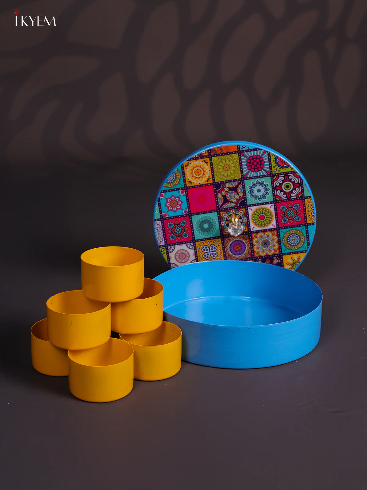 Artistic Metal Masala Storage Box - Blue - 8 Inch - KJ30122 - Image 3