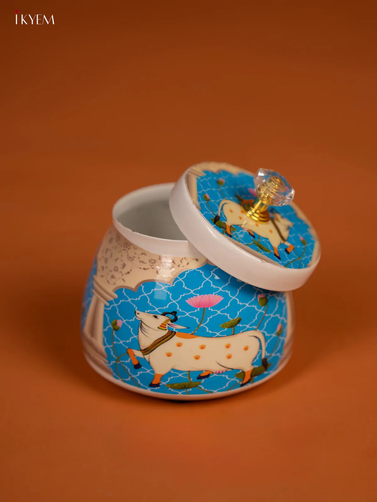 Pichwai Cow Printed Blue Dry Fruits Jars - KF30113 - Image 2