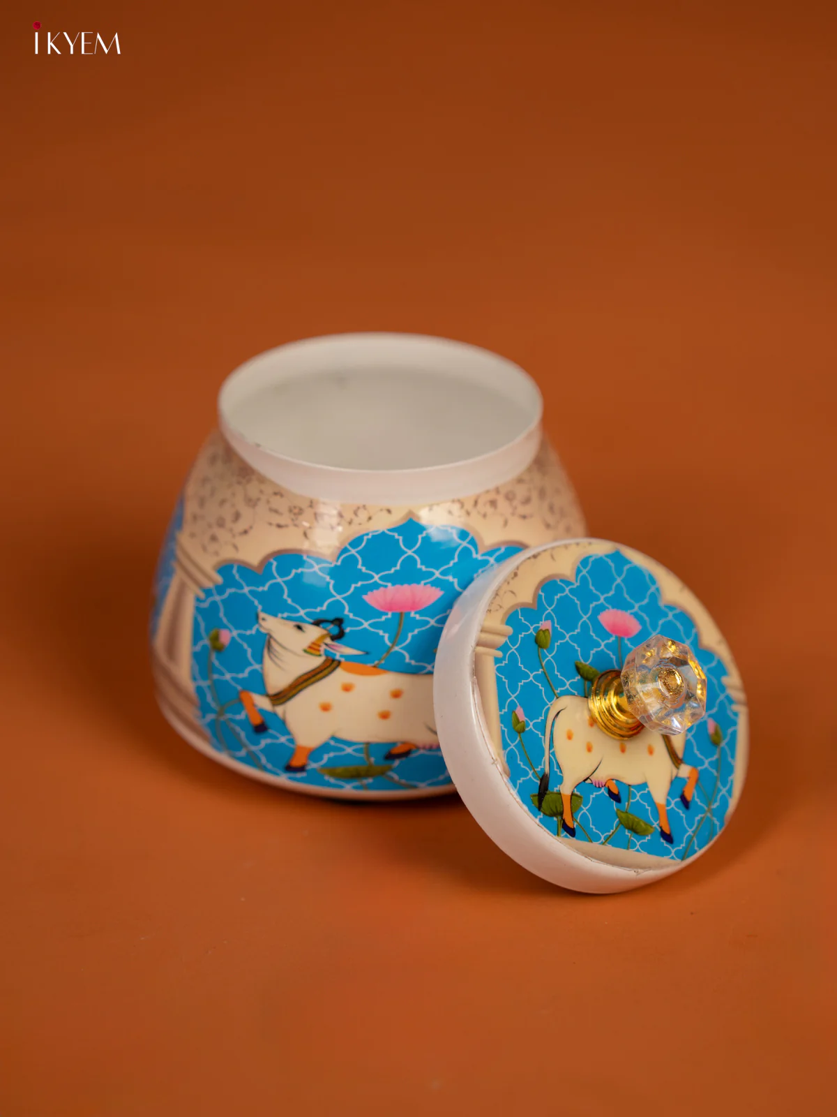 Pichwai Cow Printed Blue Dry Fruits Jars - KF30113 - Image 3