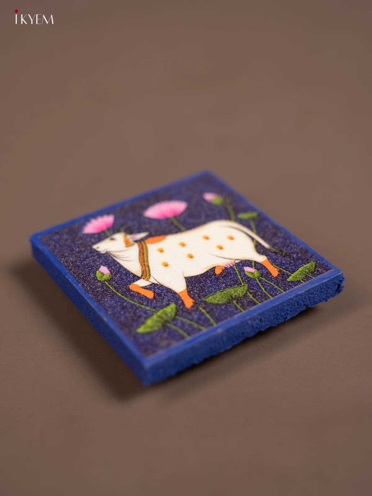 Blue Pichwai Printed Wooden Manai - KE29139 - Image 2