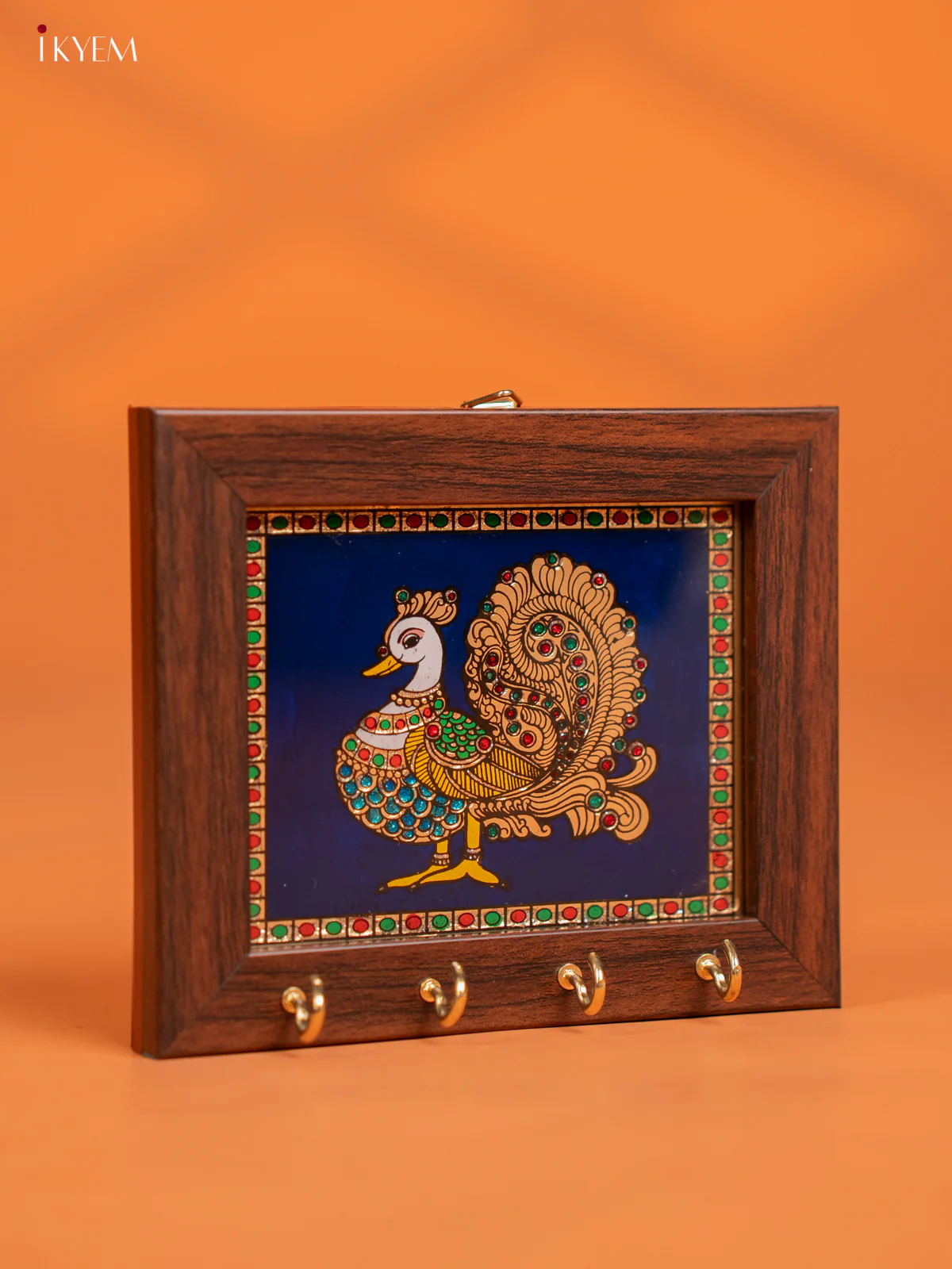 Reverse Glass Painted Keyhanger Annapakshi - Blue - (5x6) Inches - KF16113 - Image 2