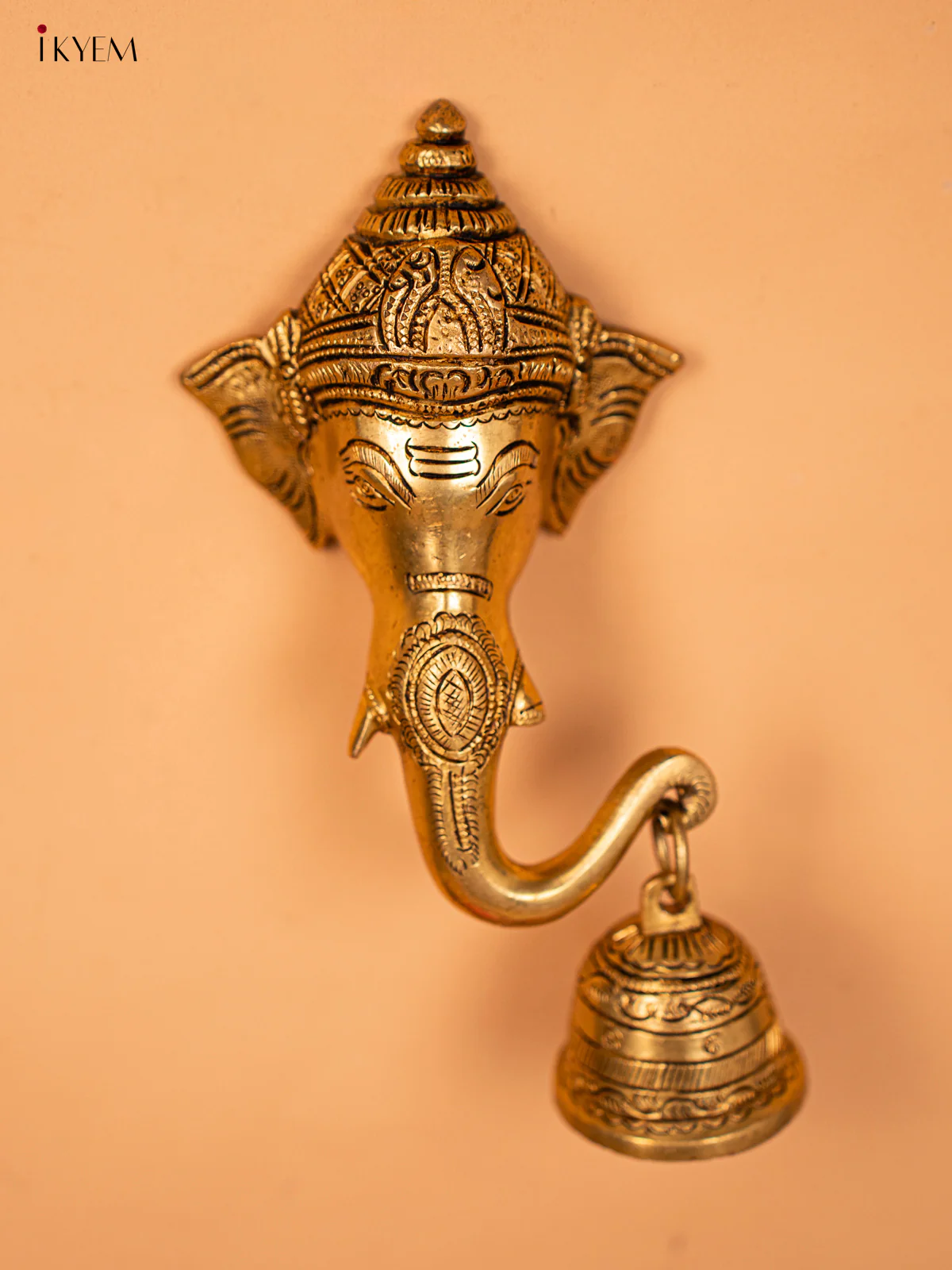 Brass Ganesha Face with Bell - 8 Inch- KD10111 - Image 2