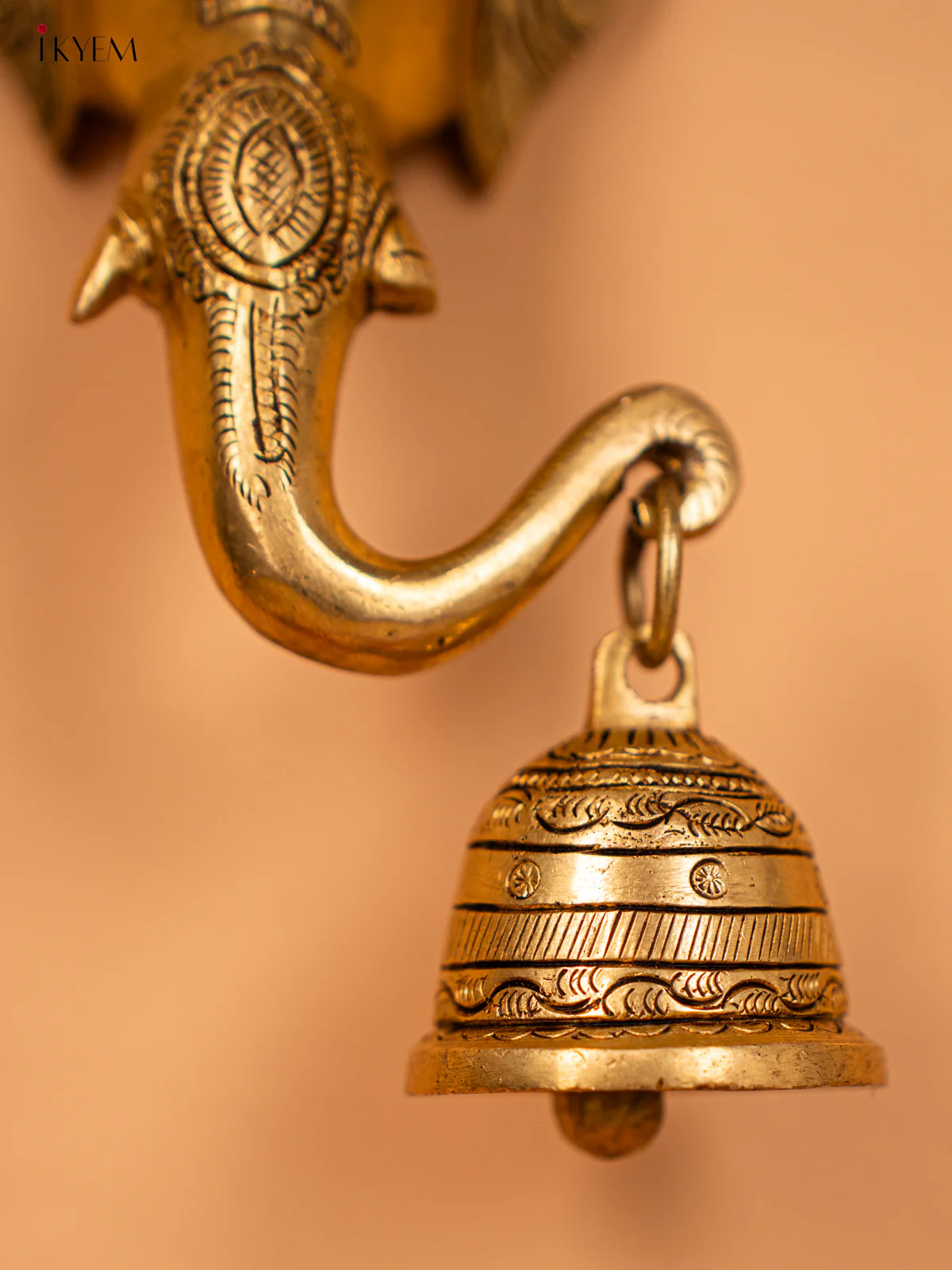 Brass Ganesha Face with Bell - 8 Inch- KD10111 - Image 4