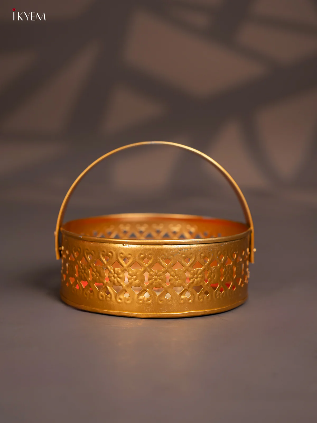 Brown & Red Metal Flower Basket with Pichwai Cow & calf Print - KI07186 - Image 4