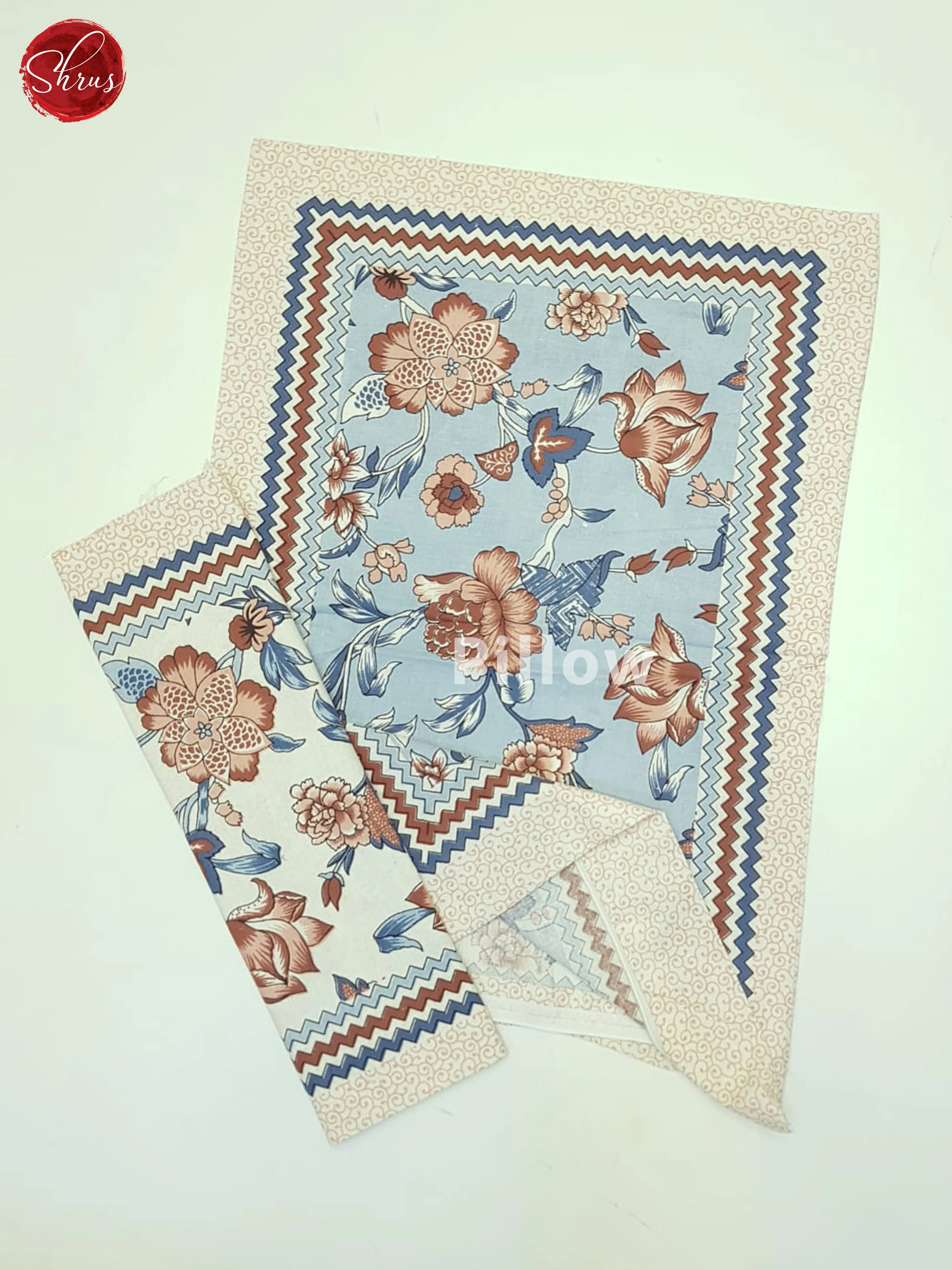 Blue And Cream- Jaipur Block Printed Cotton Double Bed Spread - Image 3
