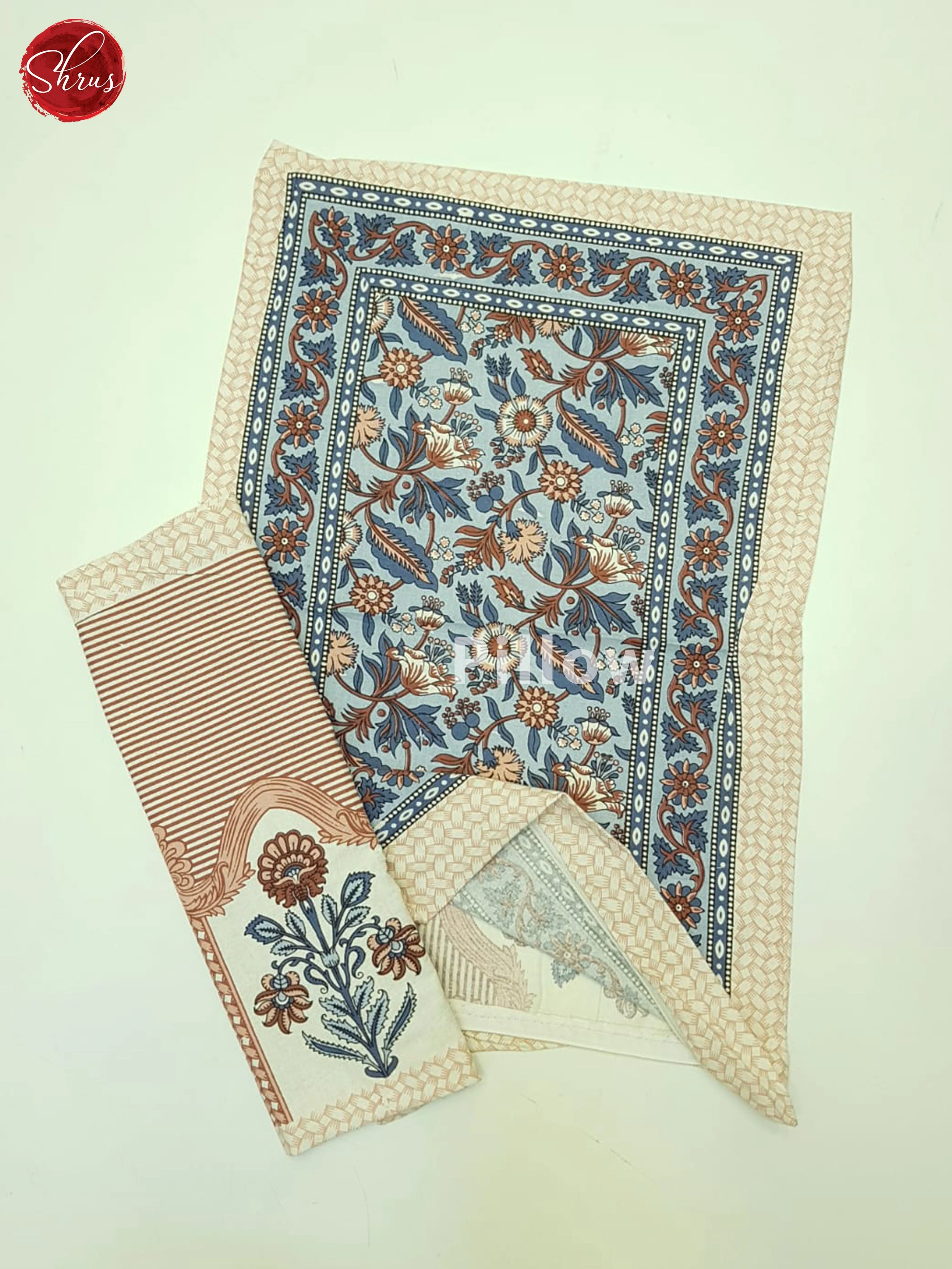 Blue And Cream- Jaipuri Block Printed Double Bedsheet - Image 3