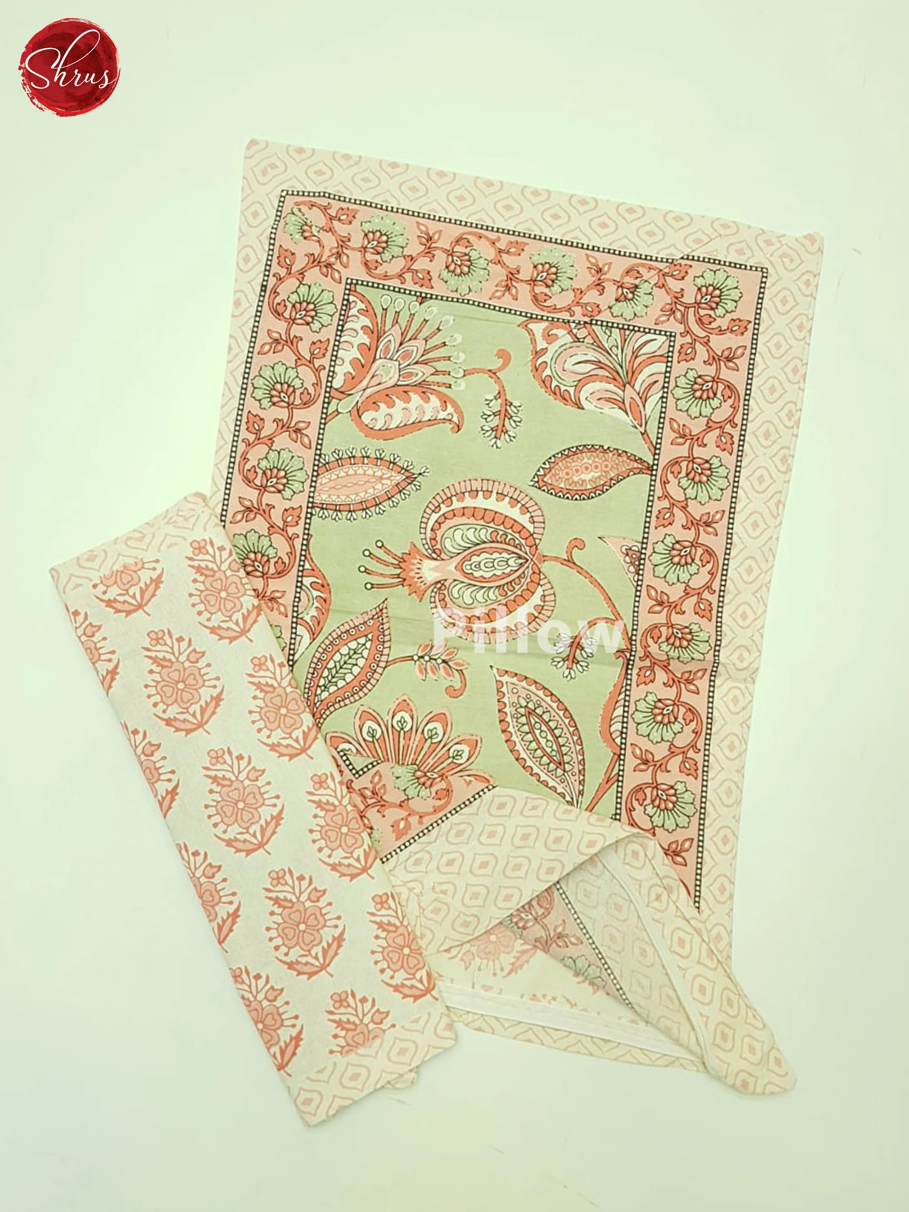 Green And Cream- Jaipuri Block Printed Double Bedsheet - Image 3