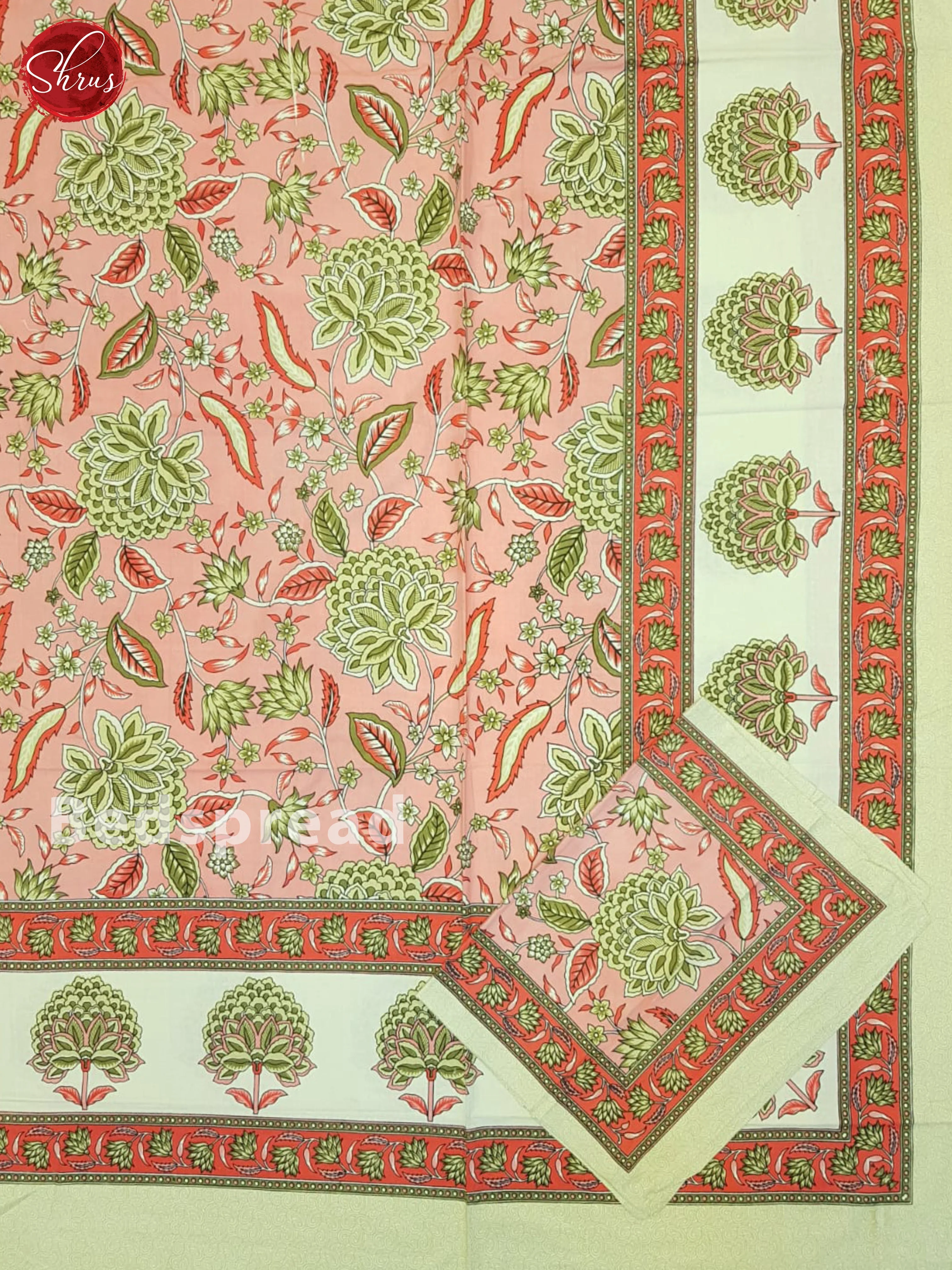 Pink And Cream- Jaipuri Block printed Bedspread - Image 2