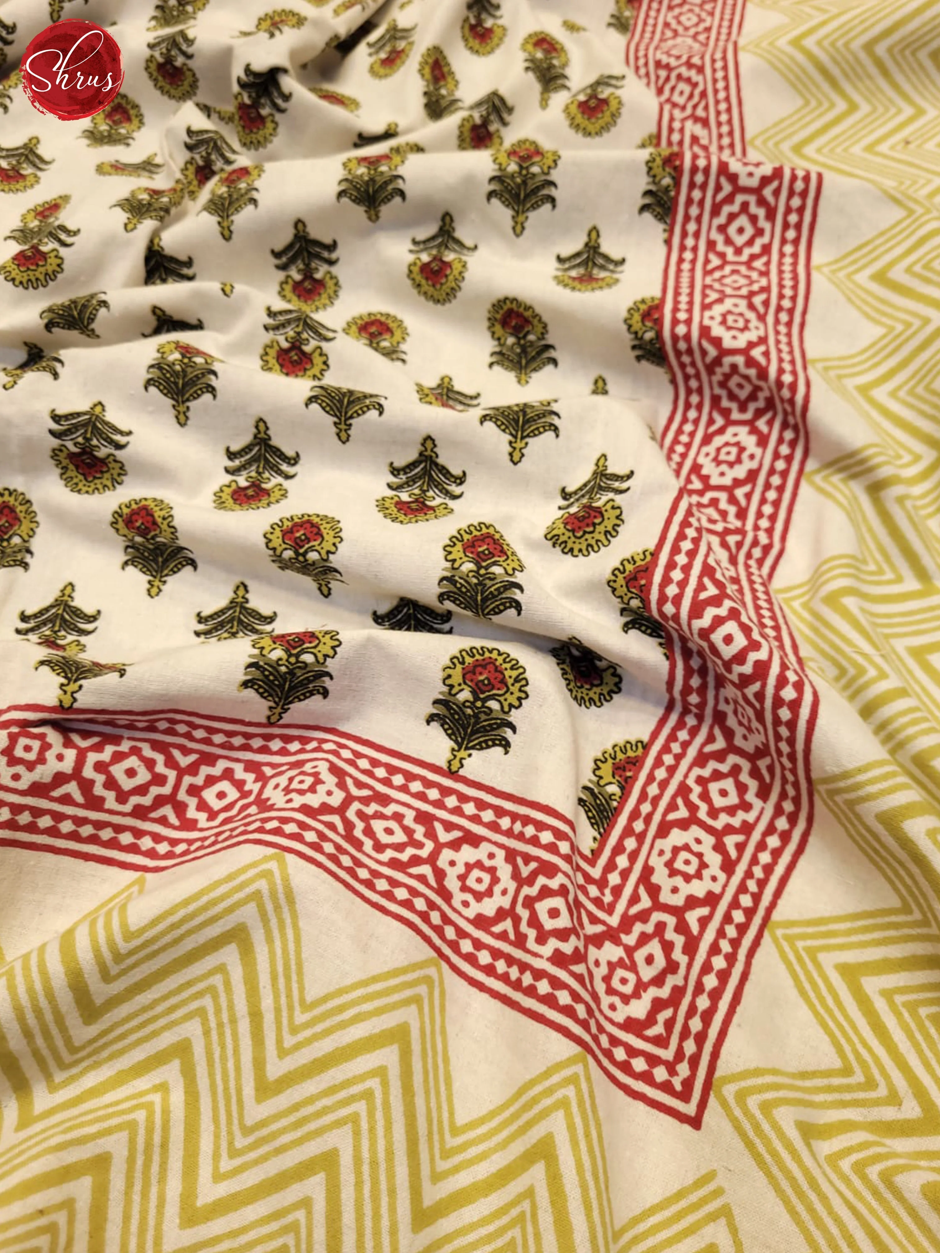 Cream & Red - Jaipur Block Printed Double Bed Spread