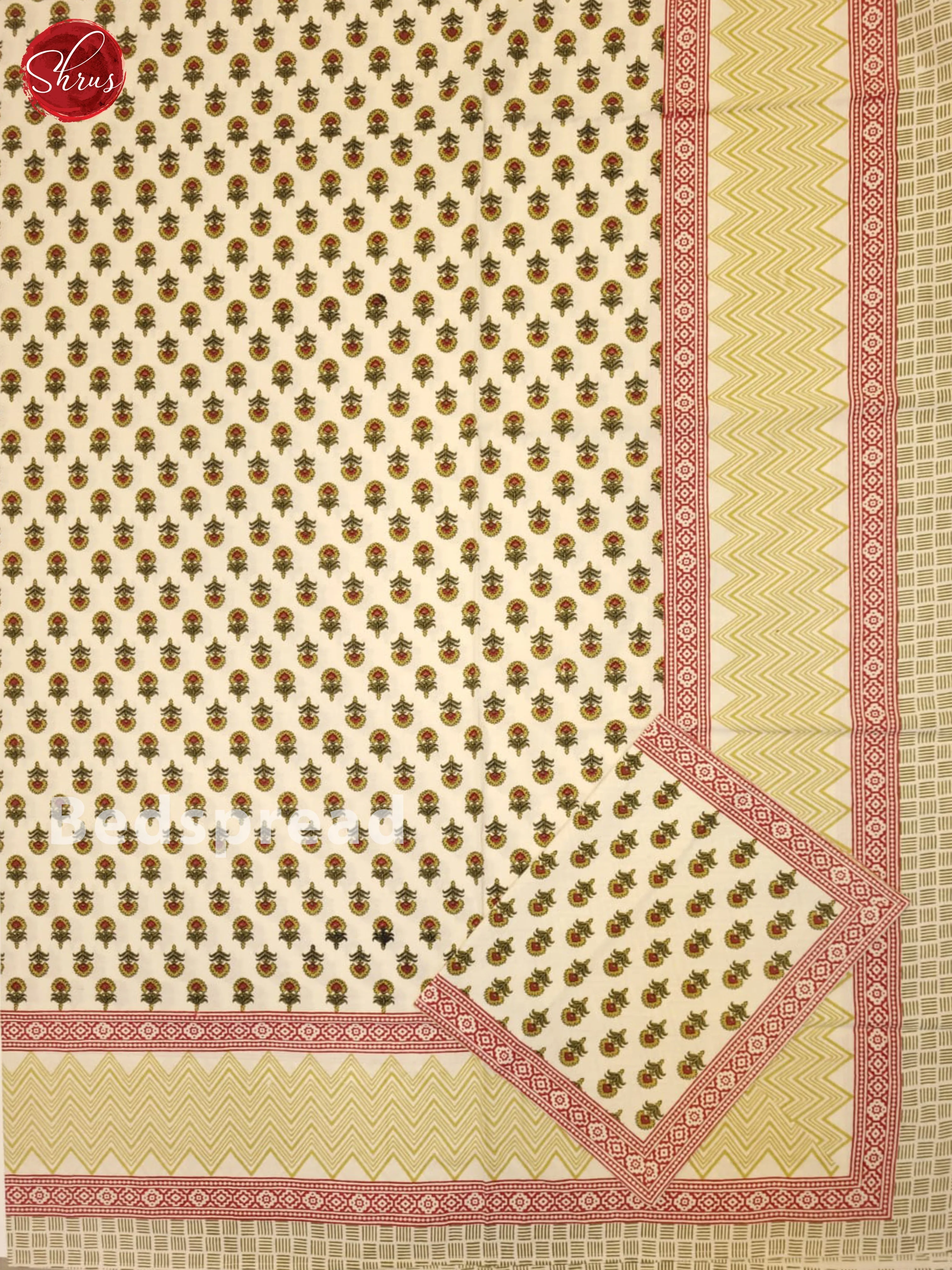 Cream & Red - Jaipur Block Printed Double Bed Spread - Image 2