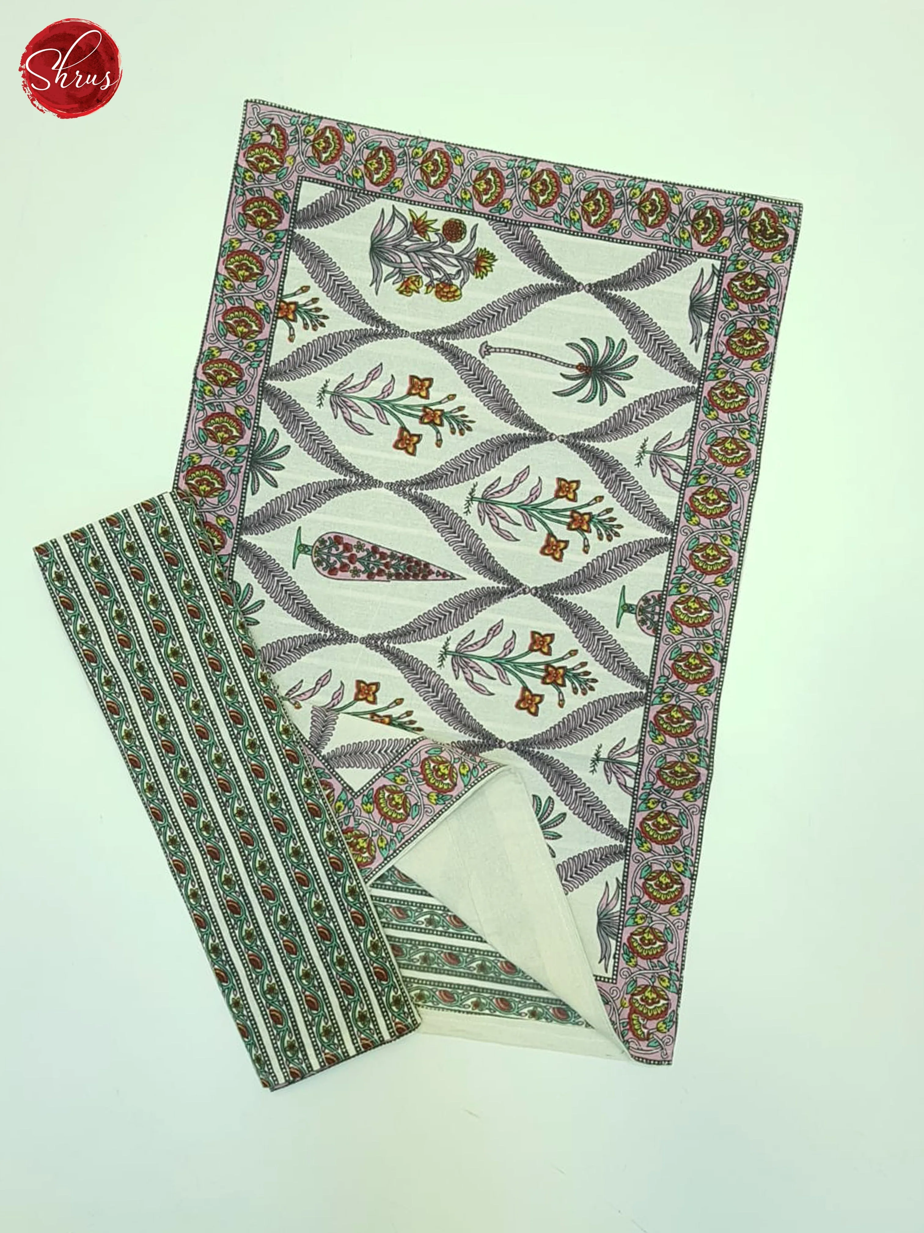 Cream & Pink - Jaipuri Block Printed Cotton Double Bedsheet - Image 3