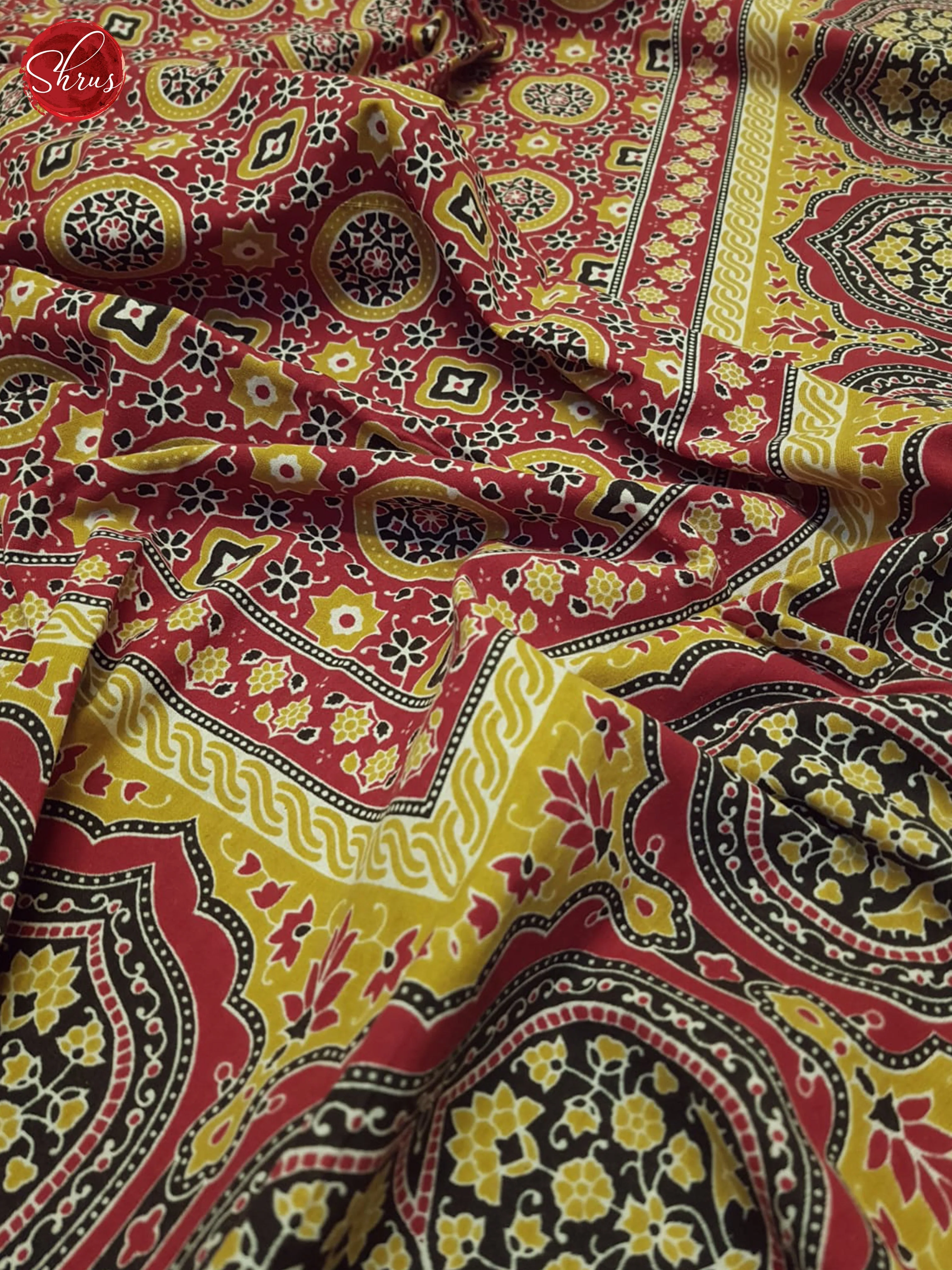 Red And Mustard- Jaipuri Block Printed Cotton Doublr Bed spread