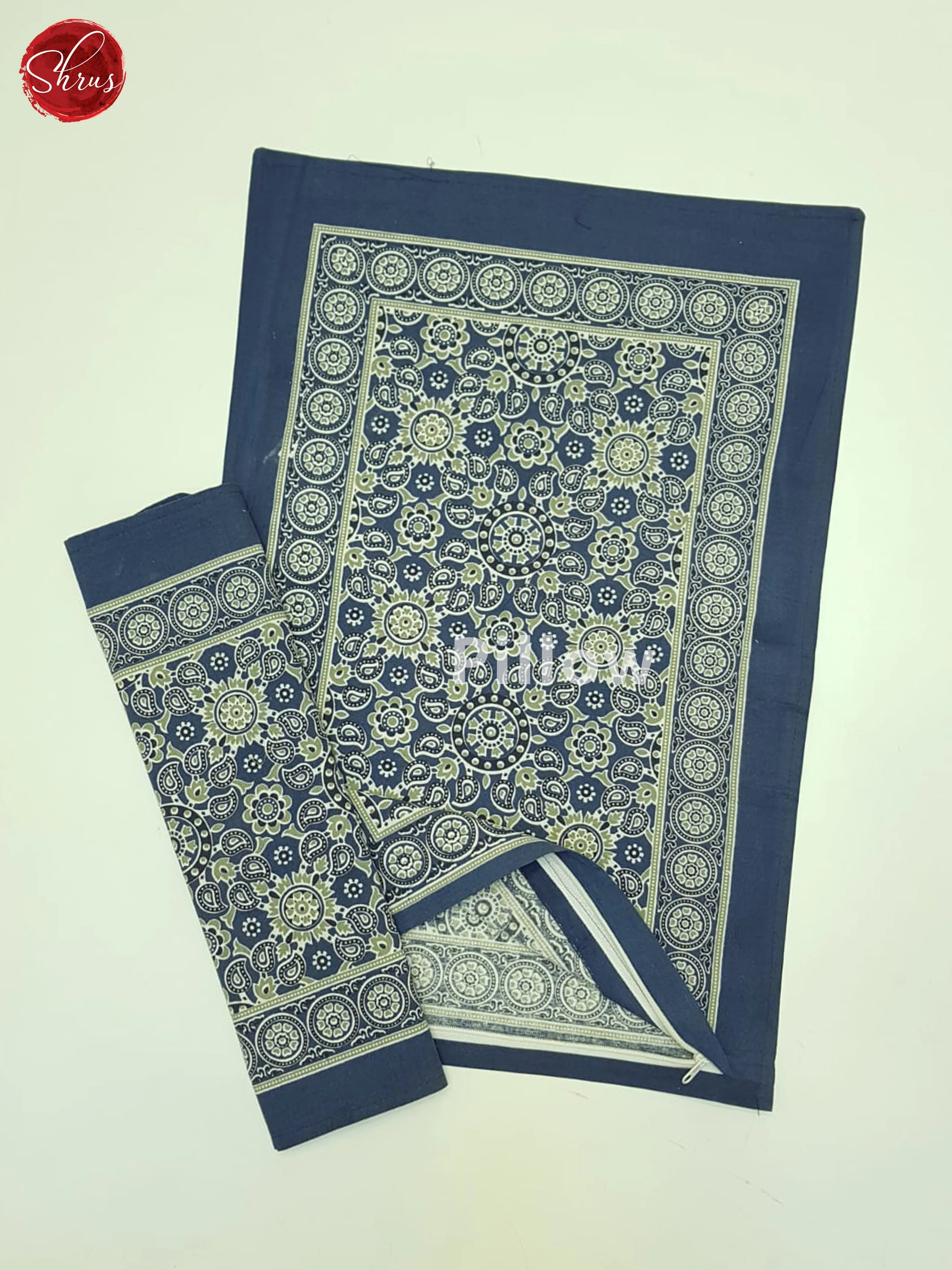 Blue & Green - Jaipuri Block Printed Cotton Double Bed Spread - Image 3