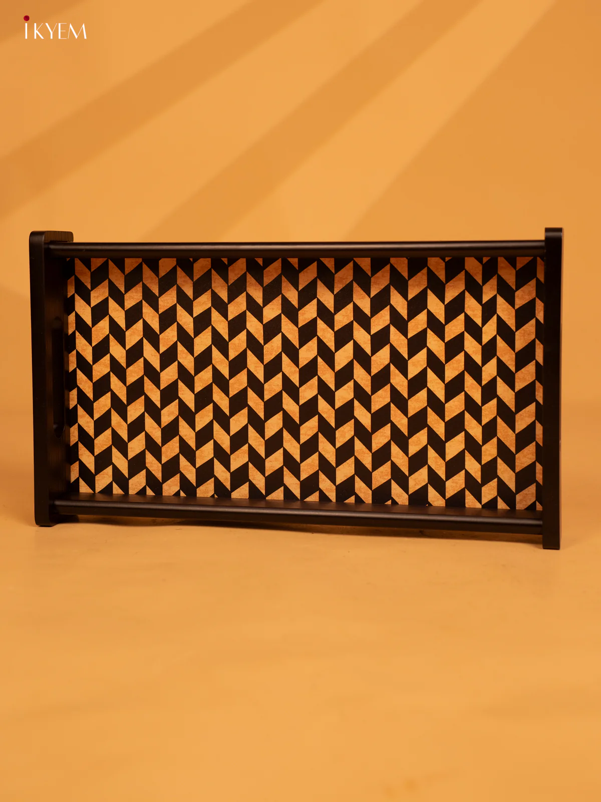 Chevron Printed Rectangular Wooden Tray - (16×10) Inch - KL18132