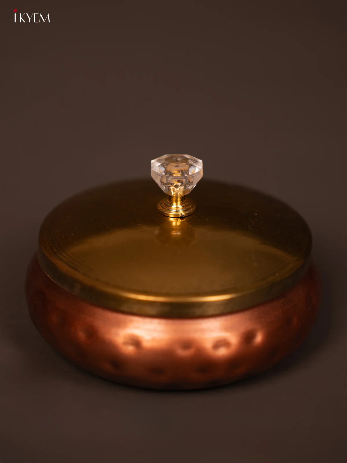 Unique Copper Coated Round Dry Fruit Jar with Golden Lid - KG25194
