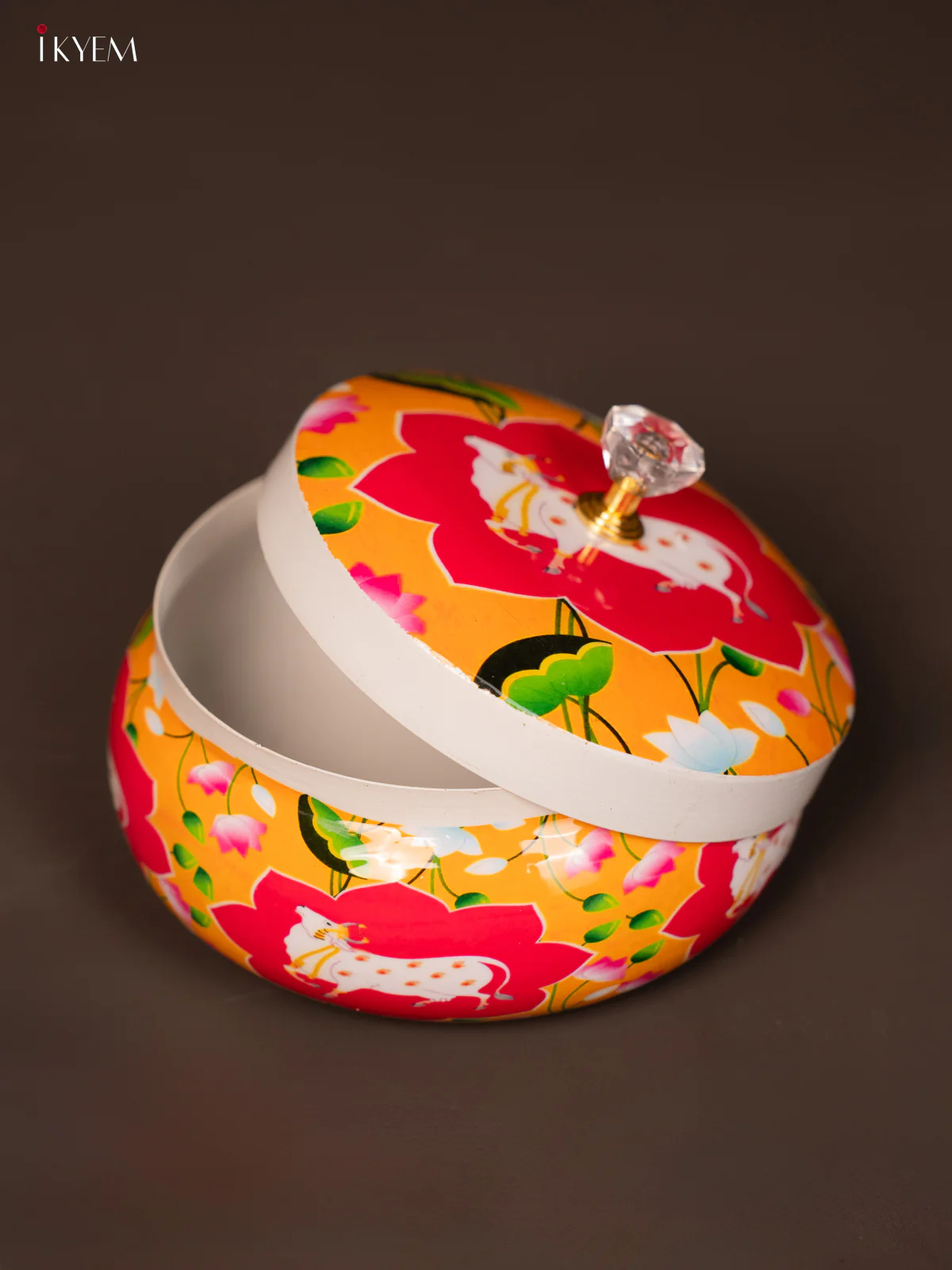 Decorative Cow Printed Pink & Yellow Round Dry Fruits Box - KG25118 - Image 4
