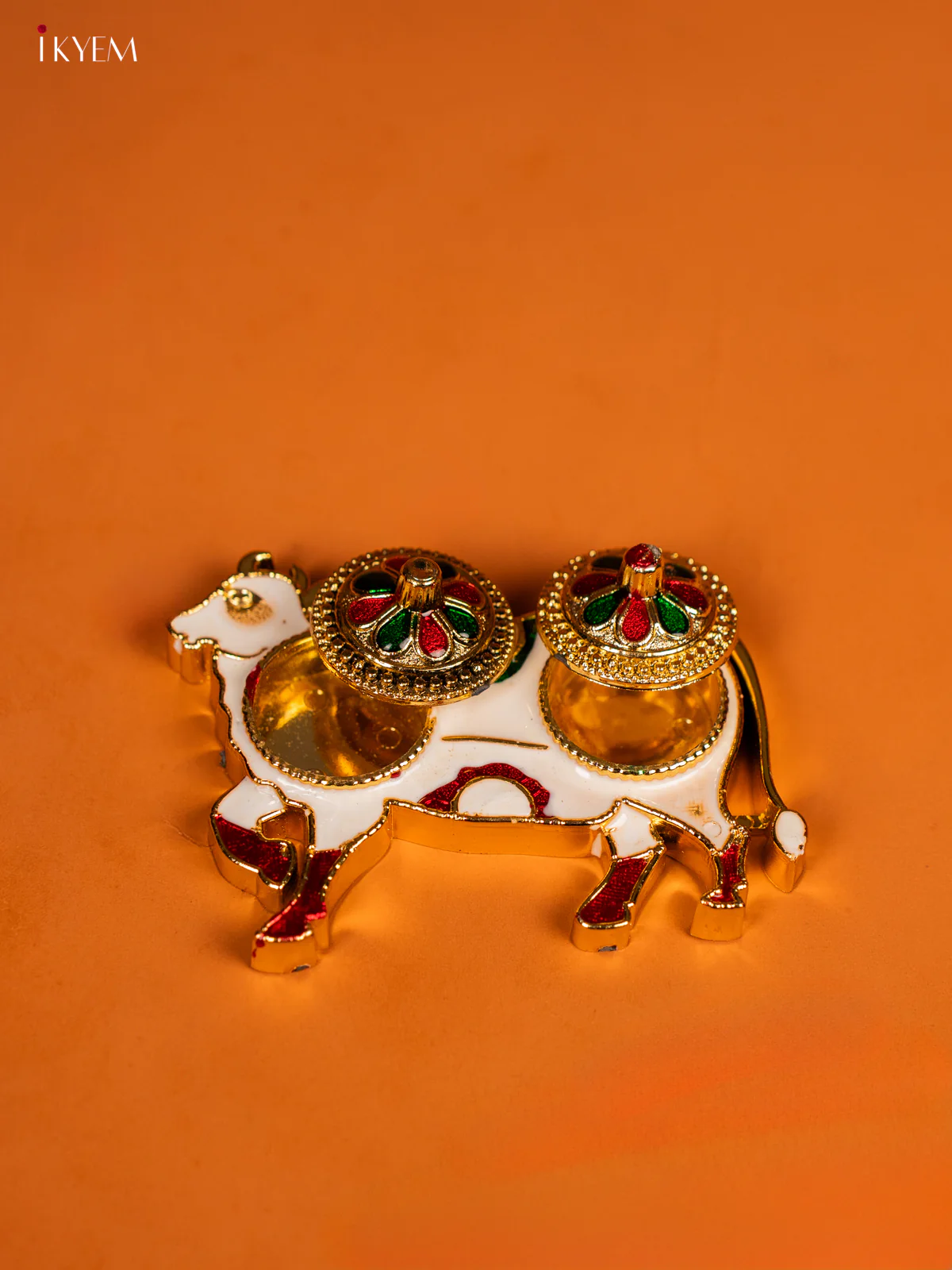 Cow Shaped Plate With Haldi & Kumkum Holder - KF28135 - Image 2