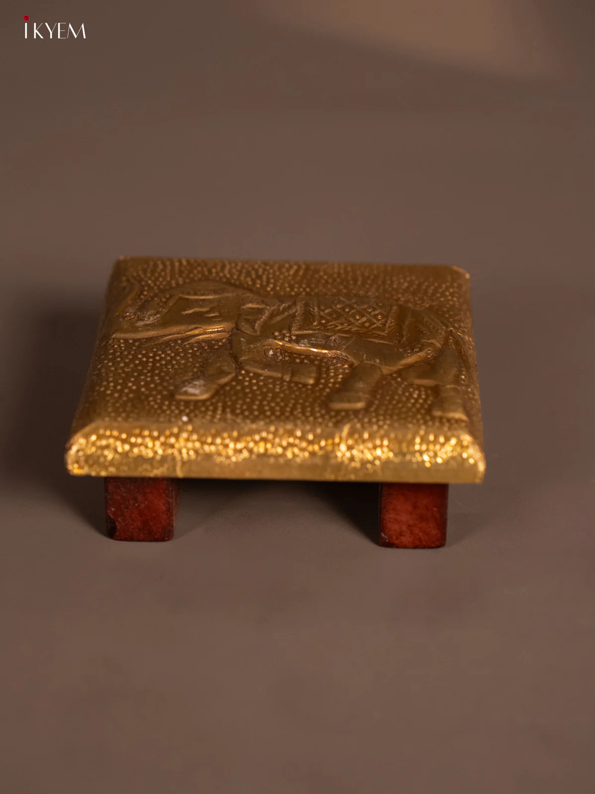 Beautiful 4X4 Inches Elephant Embossed Brass Chowki - KH16114 - Image 2