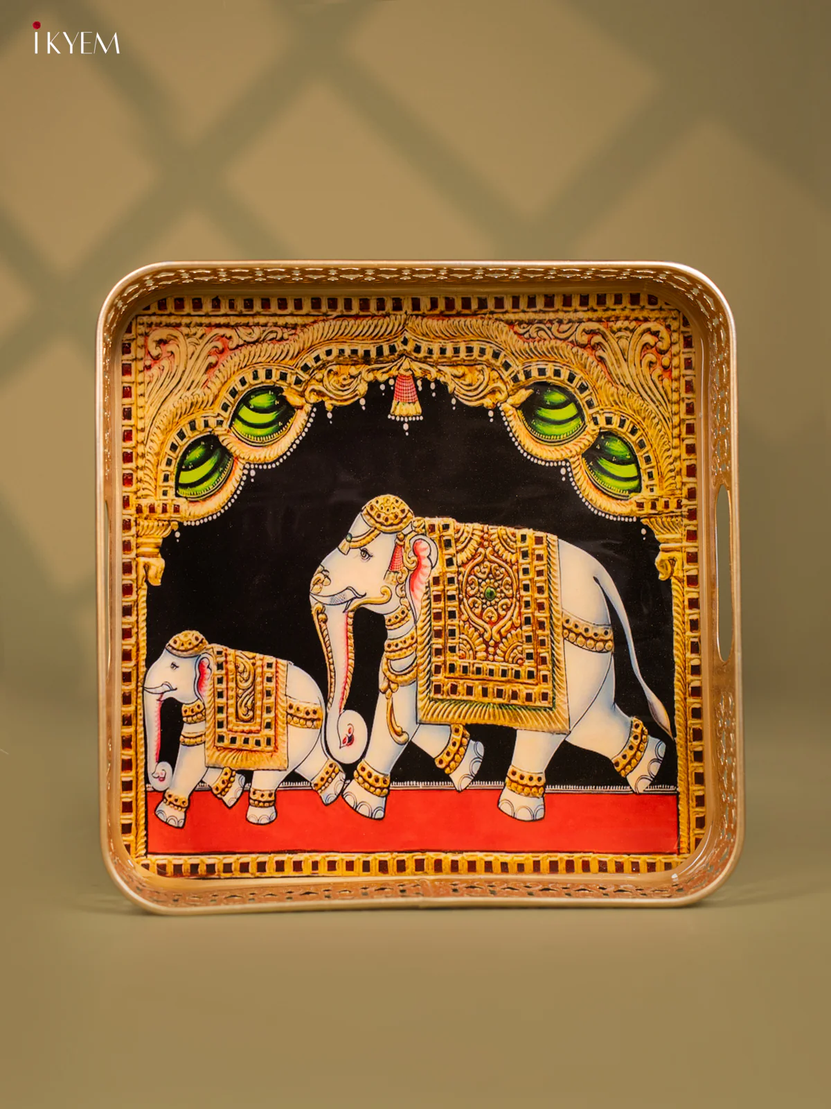 Regal Elephant Family Printed Square Metal Trays - KF25128