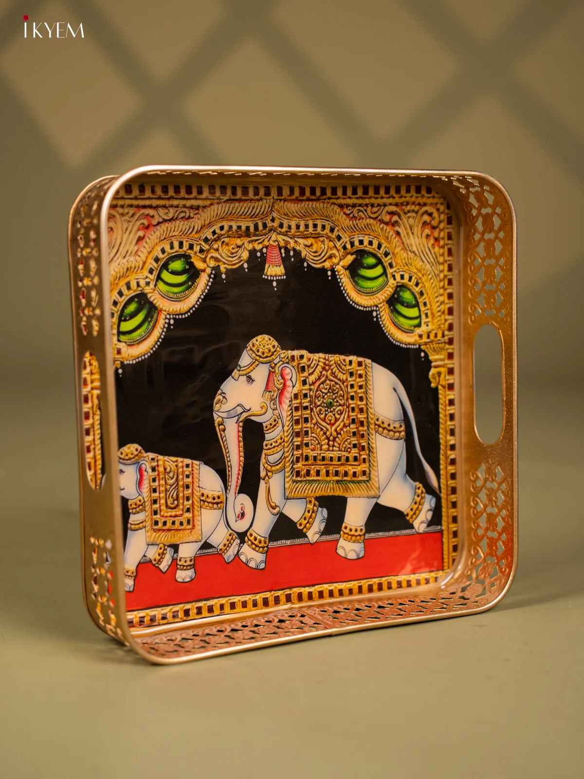 Regal Elephant Family Printed Square Metal Trays - KF25128 - Image 2