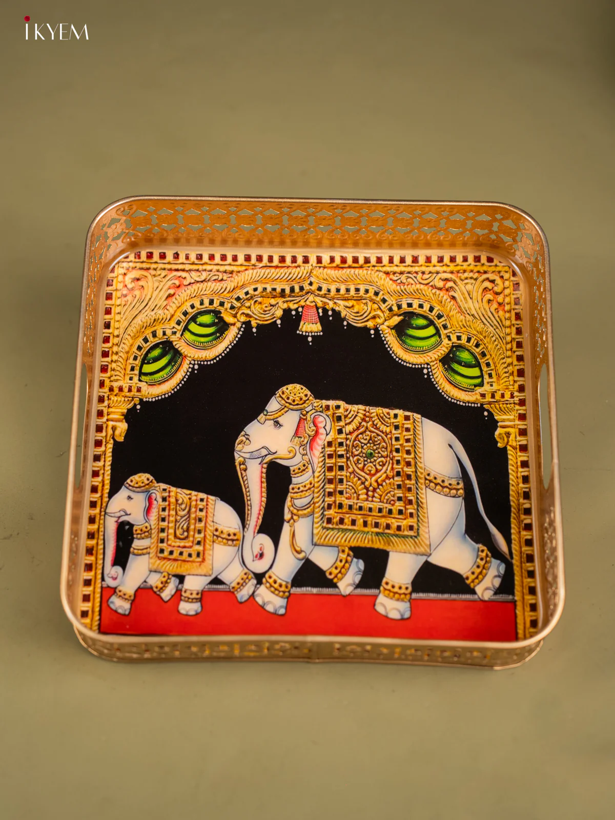Regal Elephant Family Printed Square Metal Trays - KF25128 - Image 4