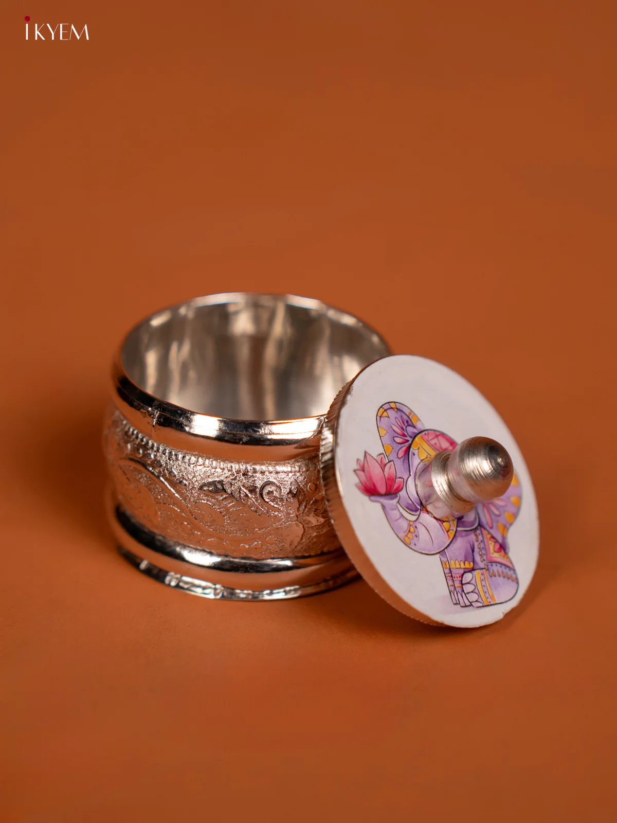 Elephant Designed german silver Kumkum Holder for Return Gifts - KF10244 - Image 3
