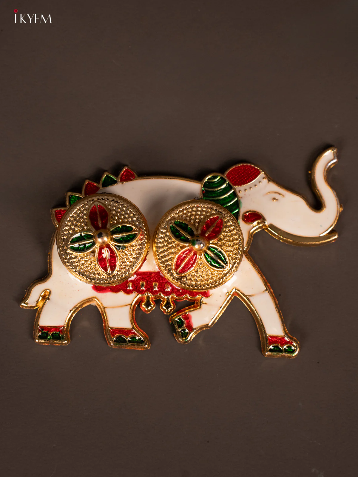 Elephant Shaped Plate with Haldi Kumkum Holder - KG25197 - Image 4
