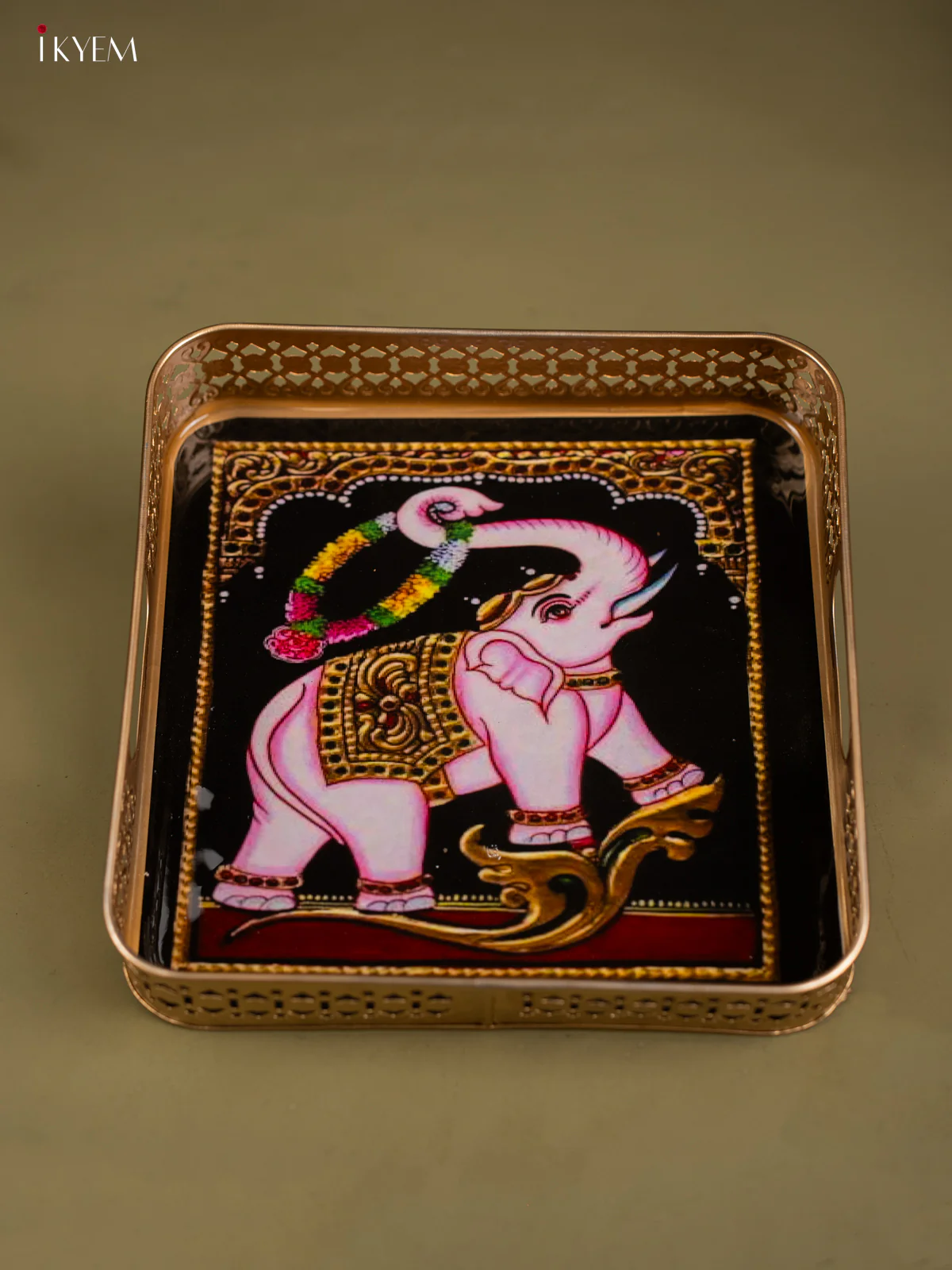 Majestic Elephant Printed Square Metal Tray - KF25129 - Image 4