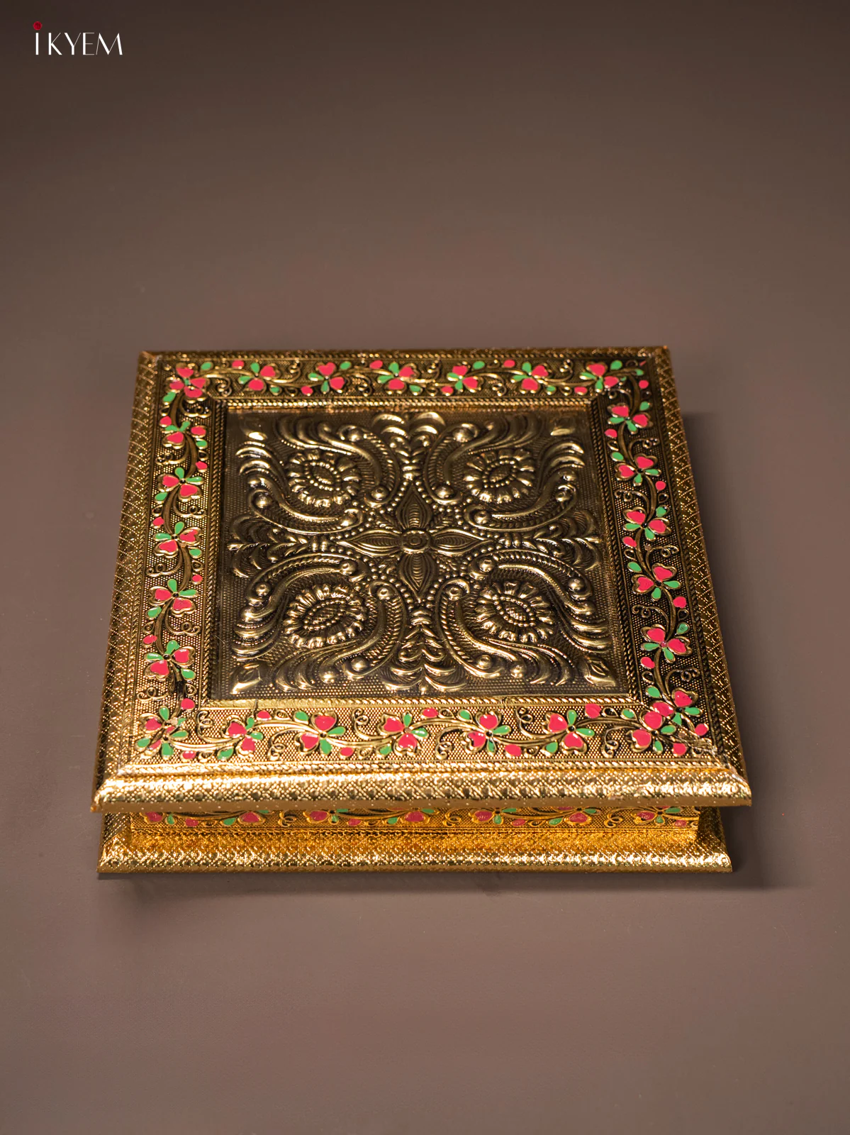 Wooden Dry Fruit Box with Four Compartments Floral Design - KI02132 - Image 6