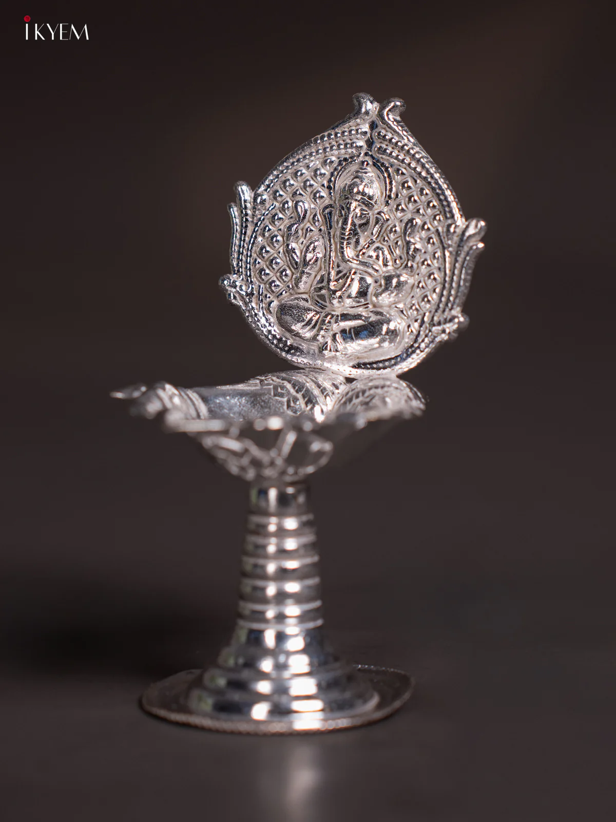 Artistic German Silver Ganesha Diya with Stand - KI03157 - Image 2