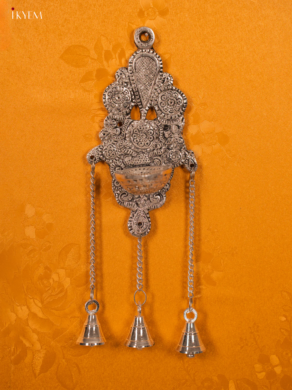 Magnificent German Silver Hanging Diya with bell - KH06119