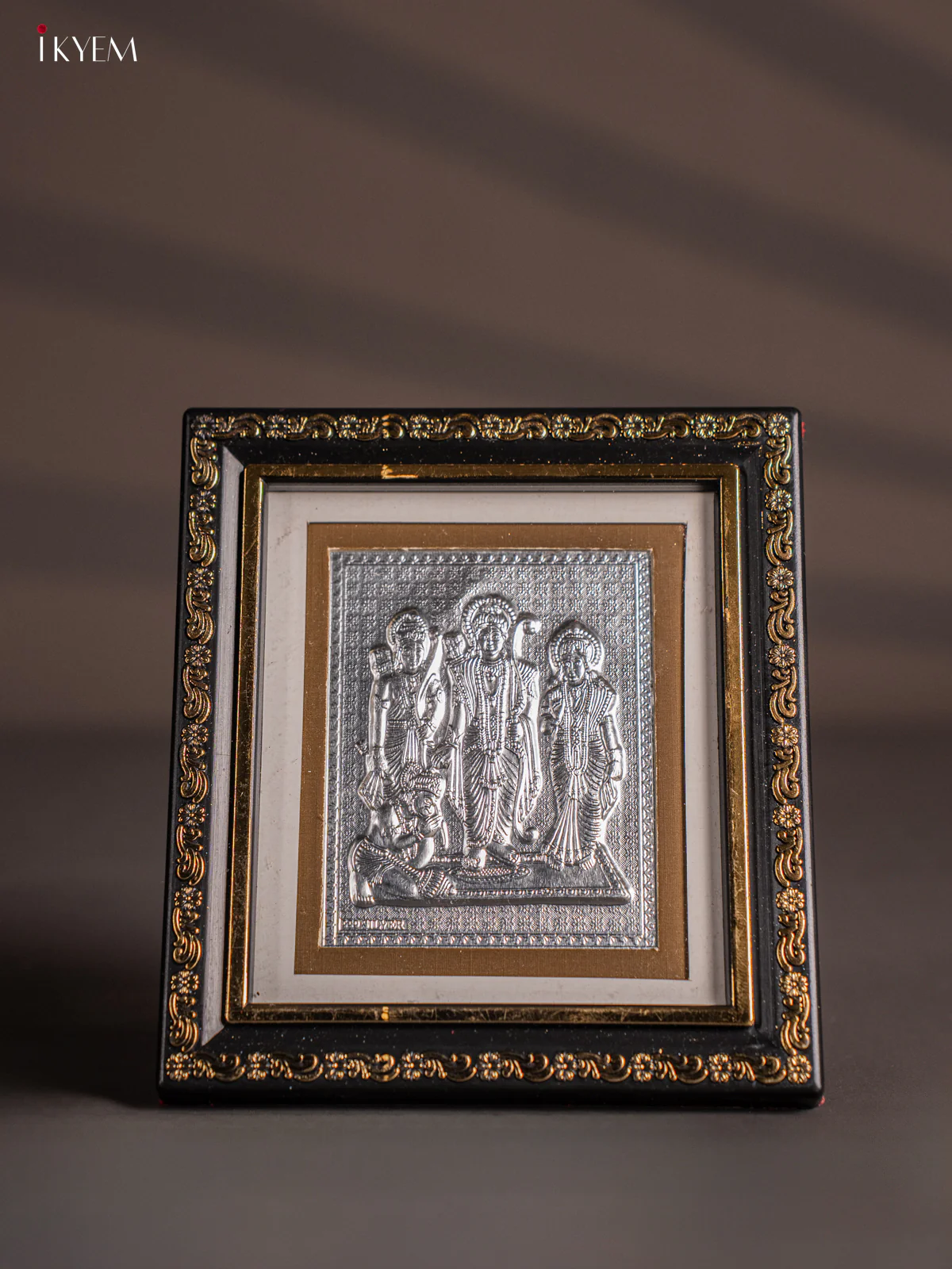 Elegant German Silver Ram, sita & Lakshman With Hanuman Photo frame with stand - KH06122