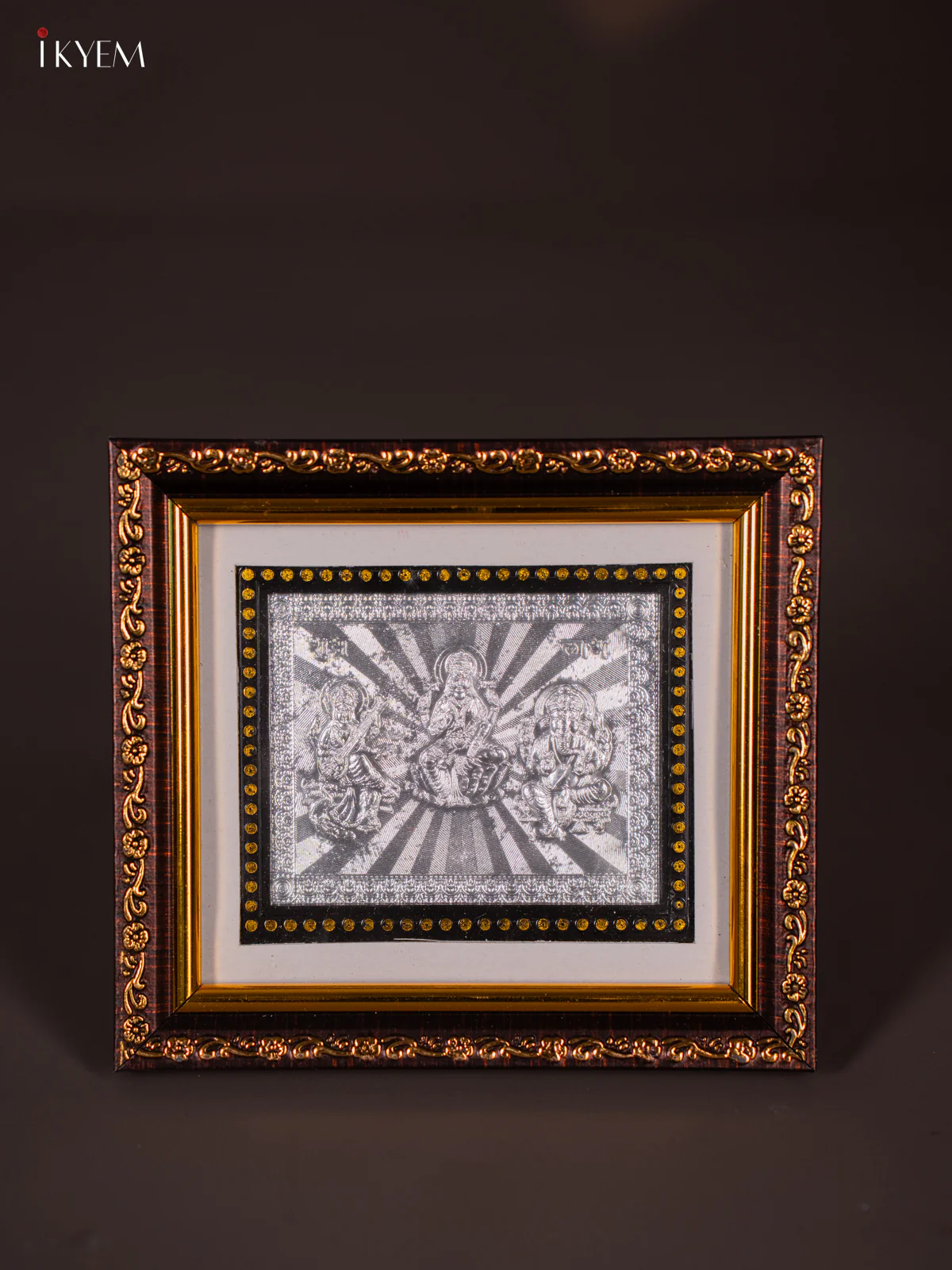 Divine German silver Saraswathy, Ganesha & Lakshmi frame - KI18118