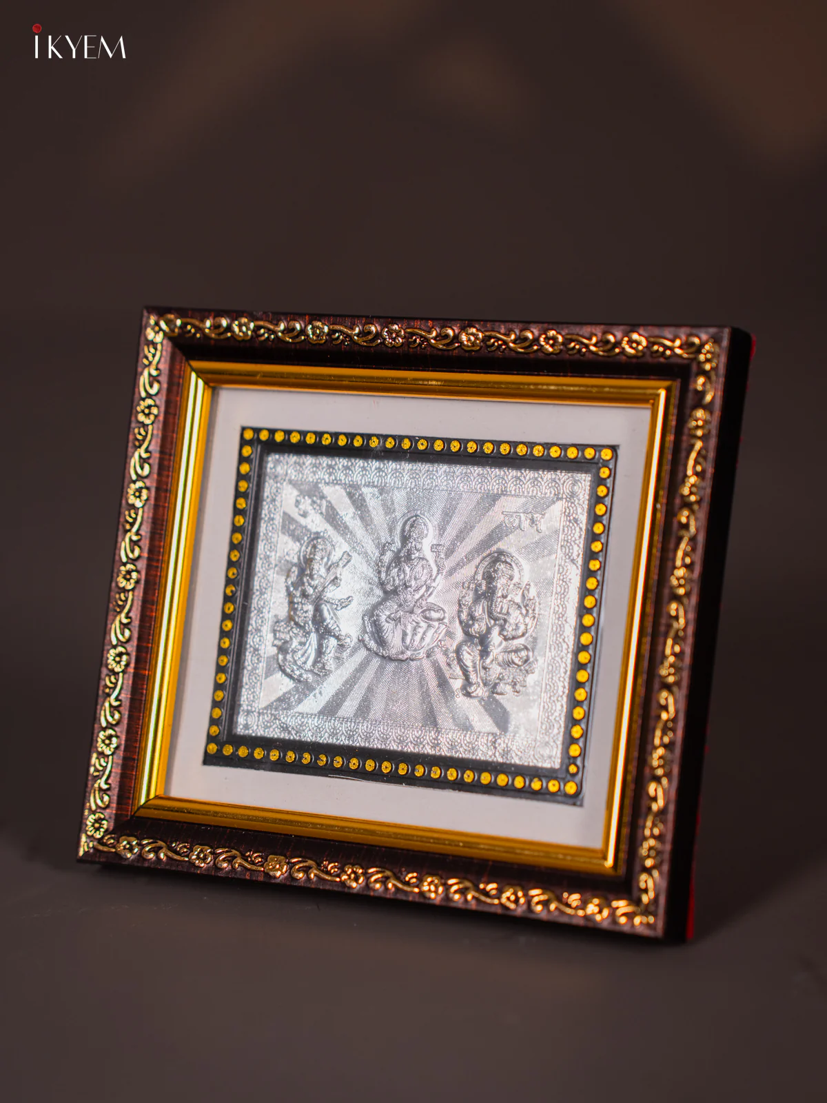 Divine German silver Saraswathy, Ganesha & Lakshmi frame - KI18118 - Image 2