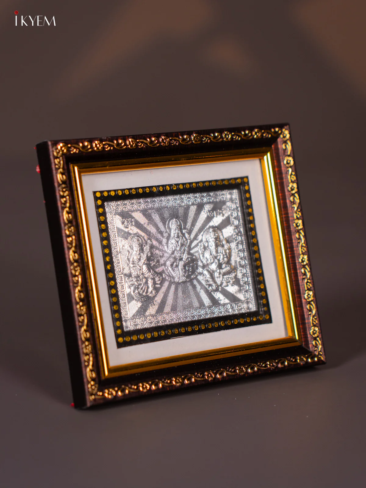 Divine German silver Saraswathy, Ganesha & Lakshmi frame - KI18118 - Image 4
