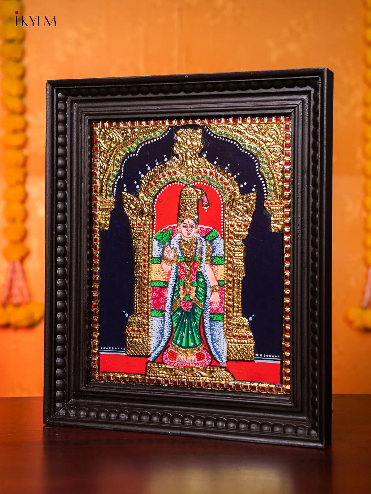 Graceful Goddess Andaal Tanjore painting (18*15 Inches) - KJ03234 - Image 2