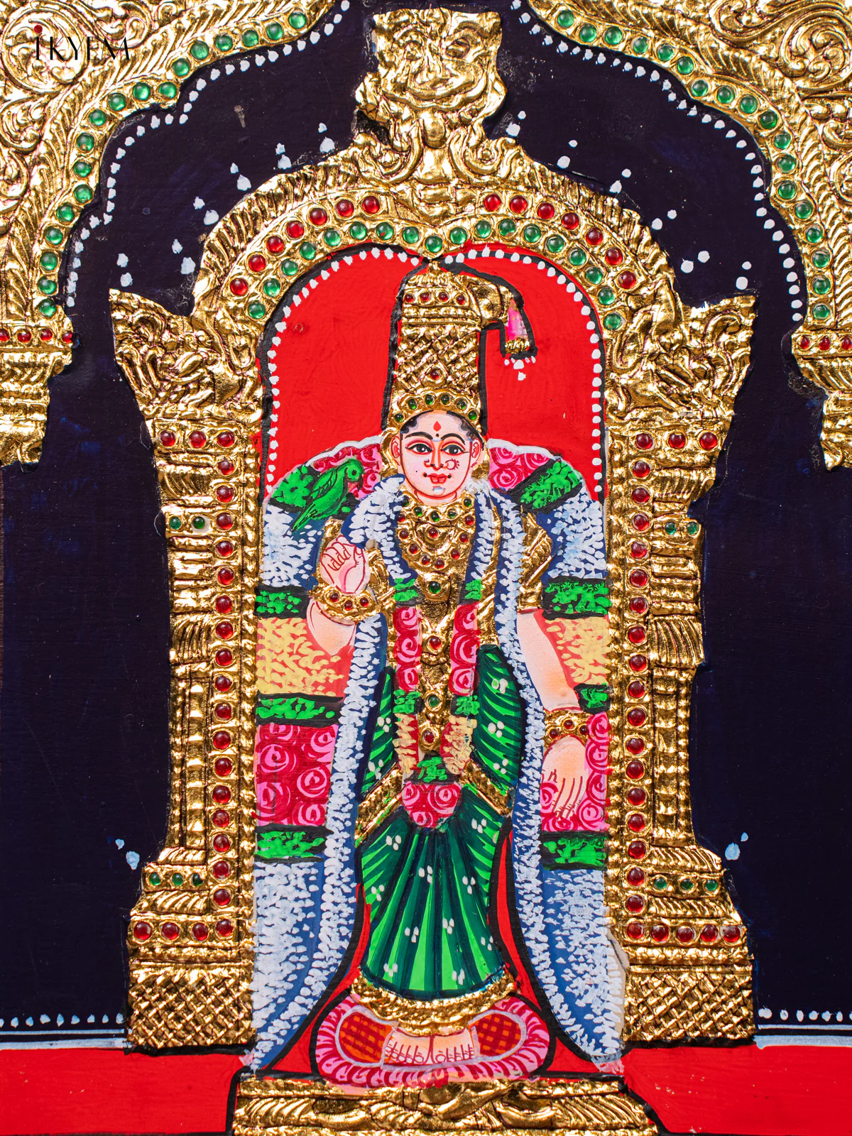 Graceful Goddess Andaal Tanjore painting (18*15 Inches) - KJ03234 - Image 3