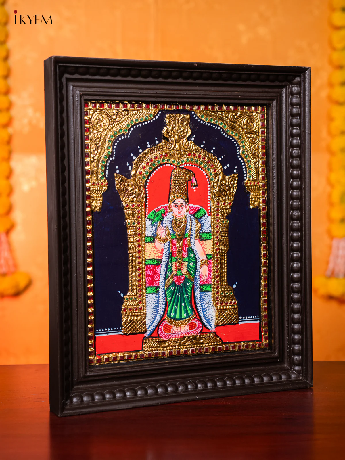 Graceful Goddess Andaal Tanjore painting (18*15 Inches) - KJ03234 - Image 4