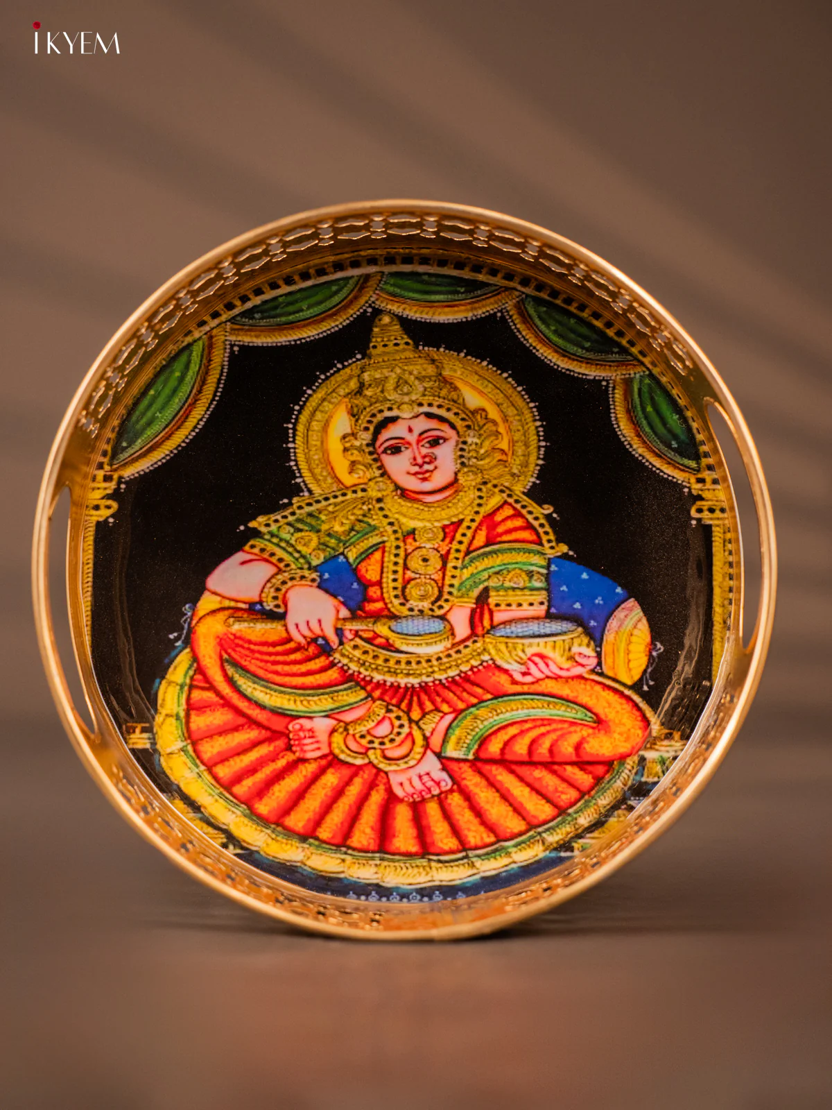 Regal Goddess Annapoorani Printed Metal Tray - KH05128