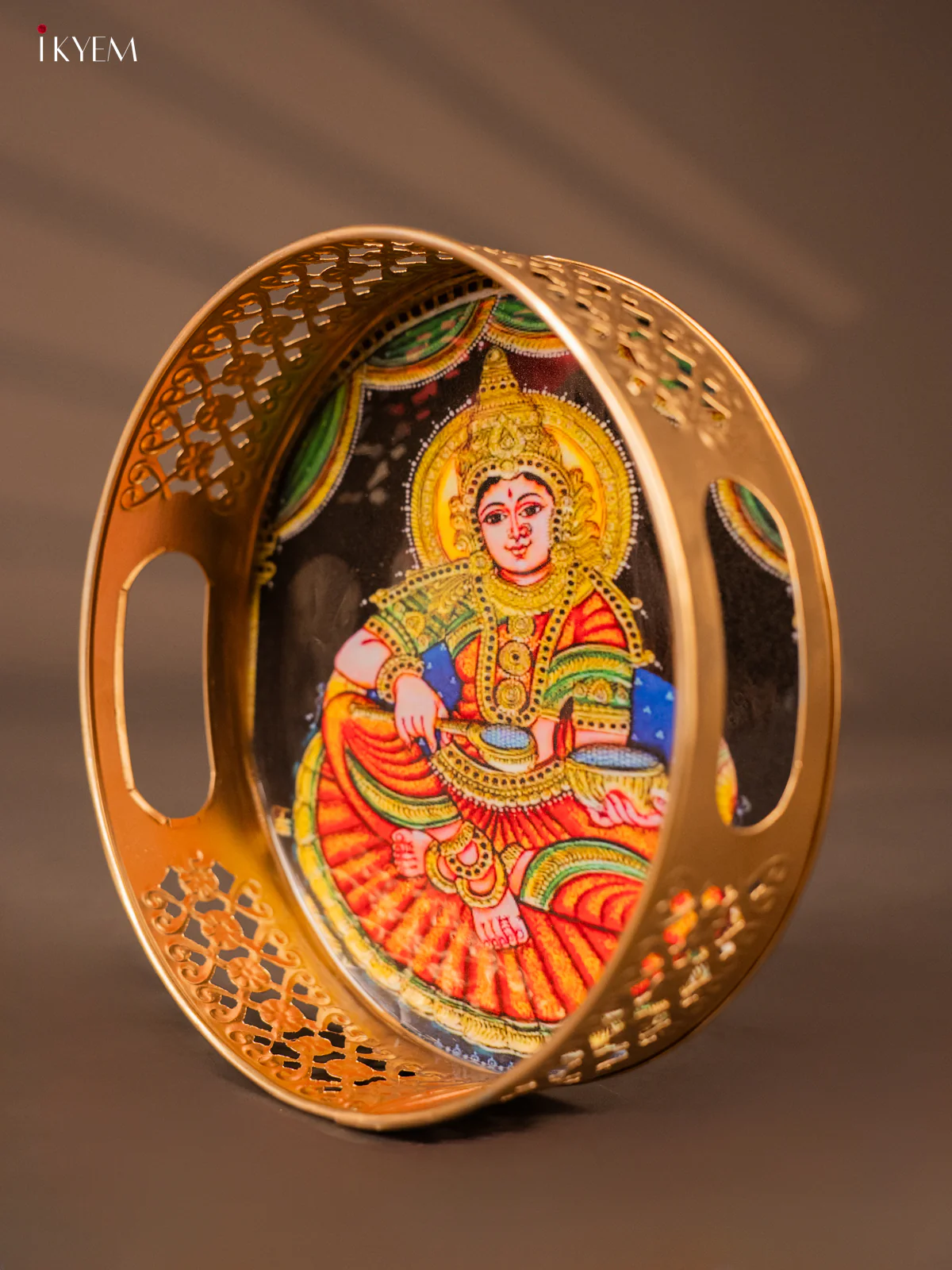 Regal Goddess Annapoorani Printed Metal Tray - KH05128 - Image 3