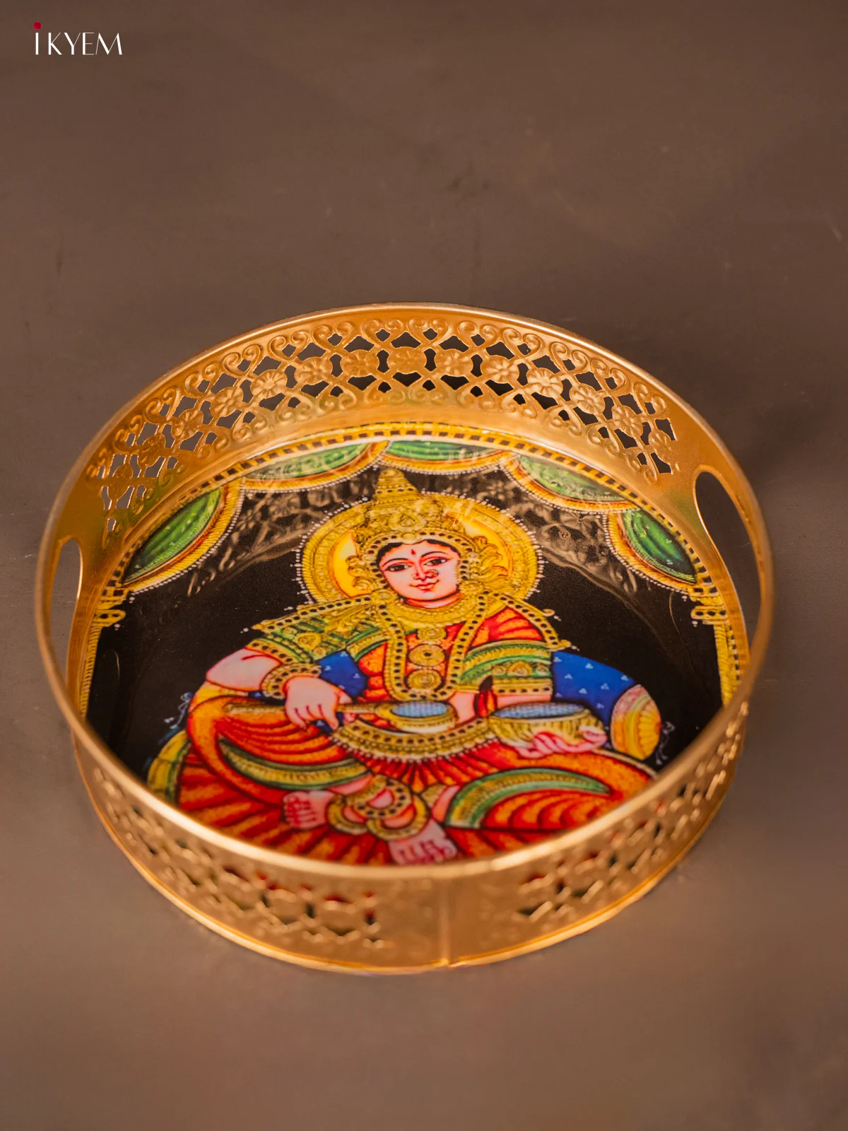 Regal Goddess Annapoorani Printed Metal Tray - KH05128 - Image 4