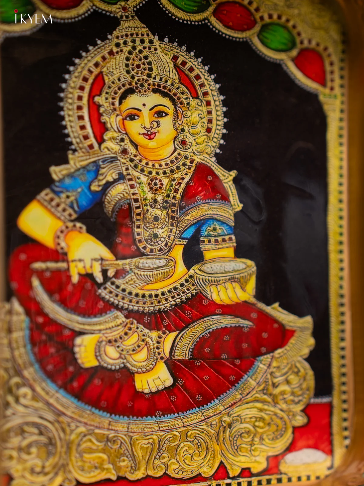 Goddess Annapoorani Printed Square Shaped Metal Tray - 8 Inch - KF24212 - Image 3